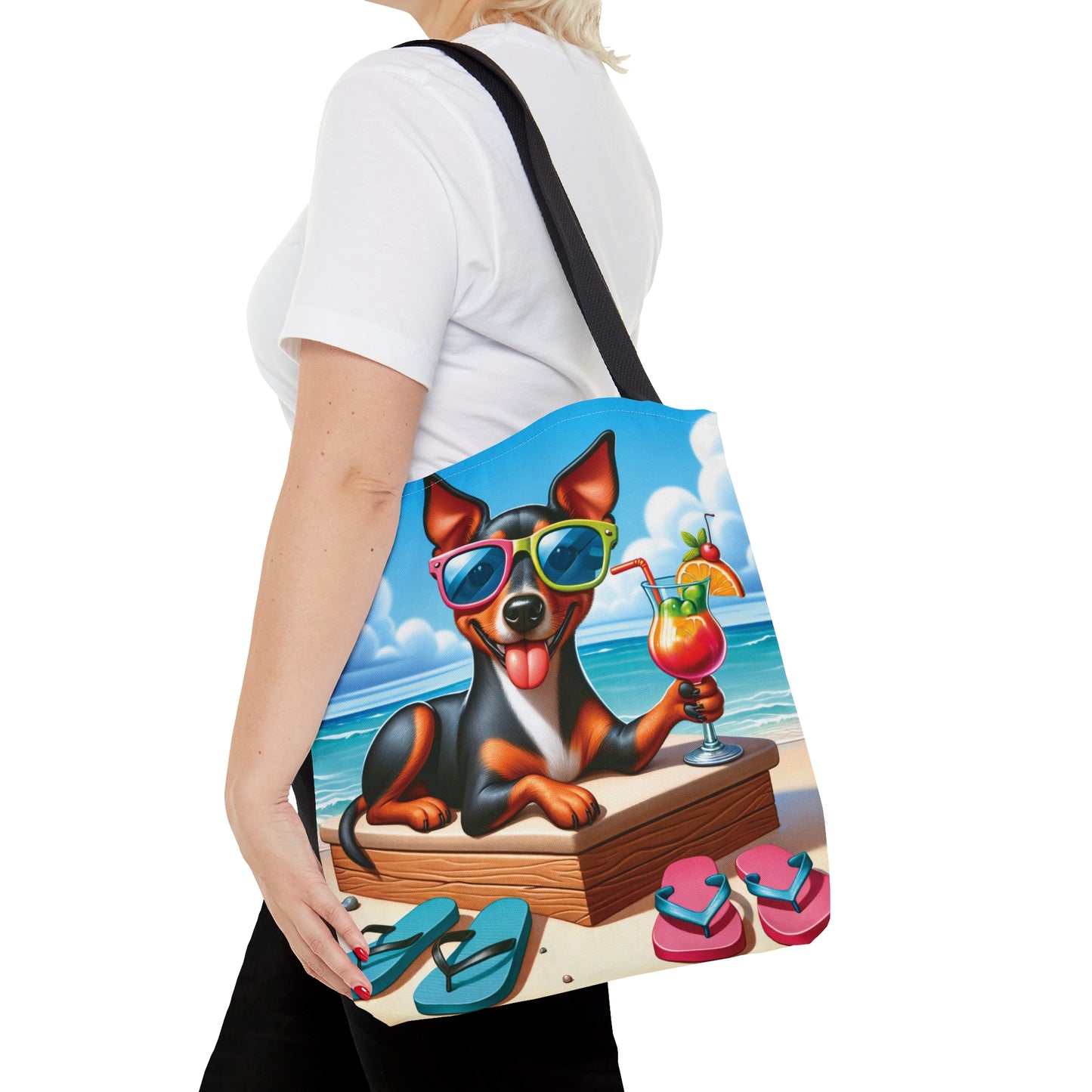 Tote Bag, Dog on Beach, Manchester Terrier, Tote bag, awd-1223