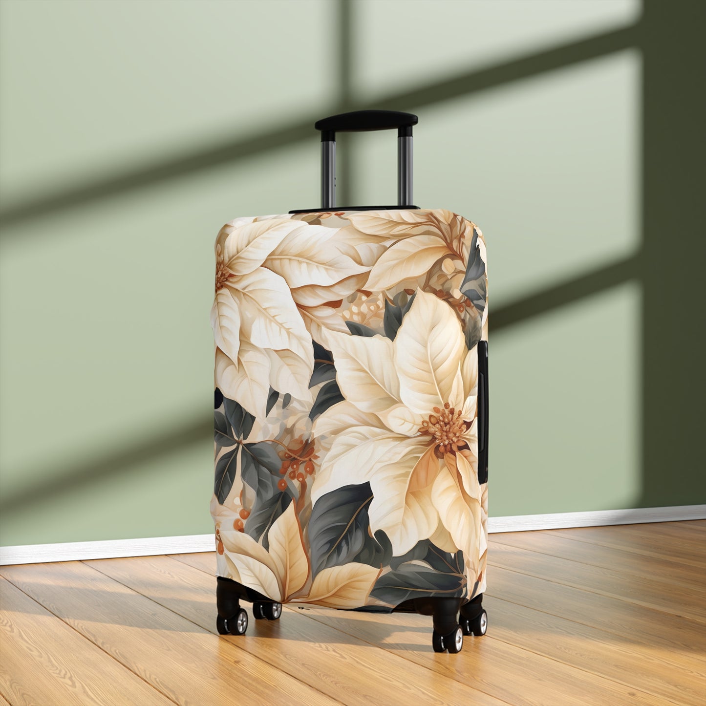 Luggage Cover, Cream Poinsettia