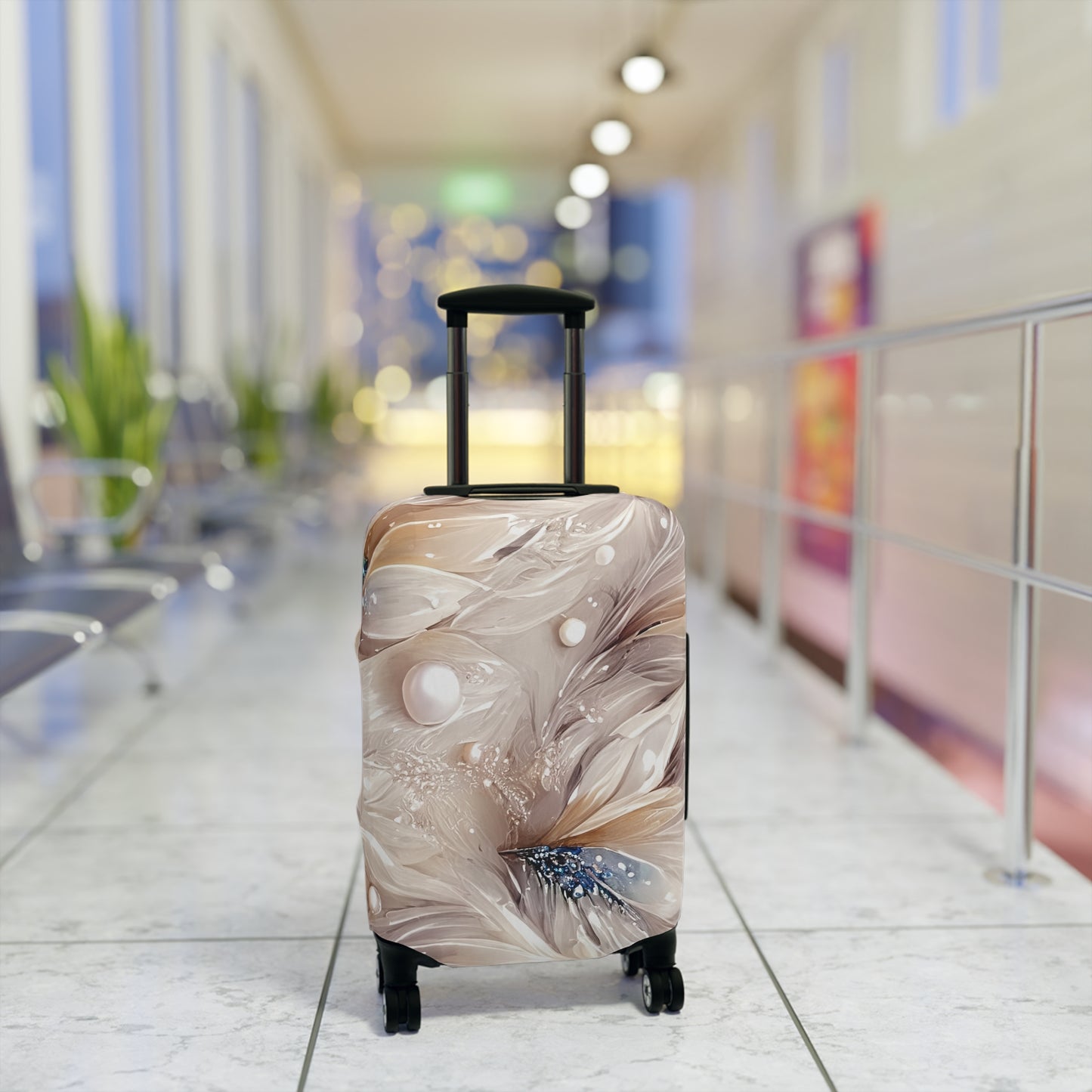 Luggage Cover, Beige Floral-3