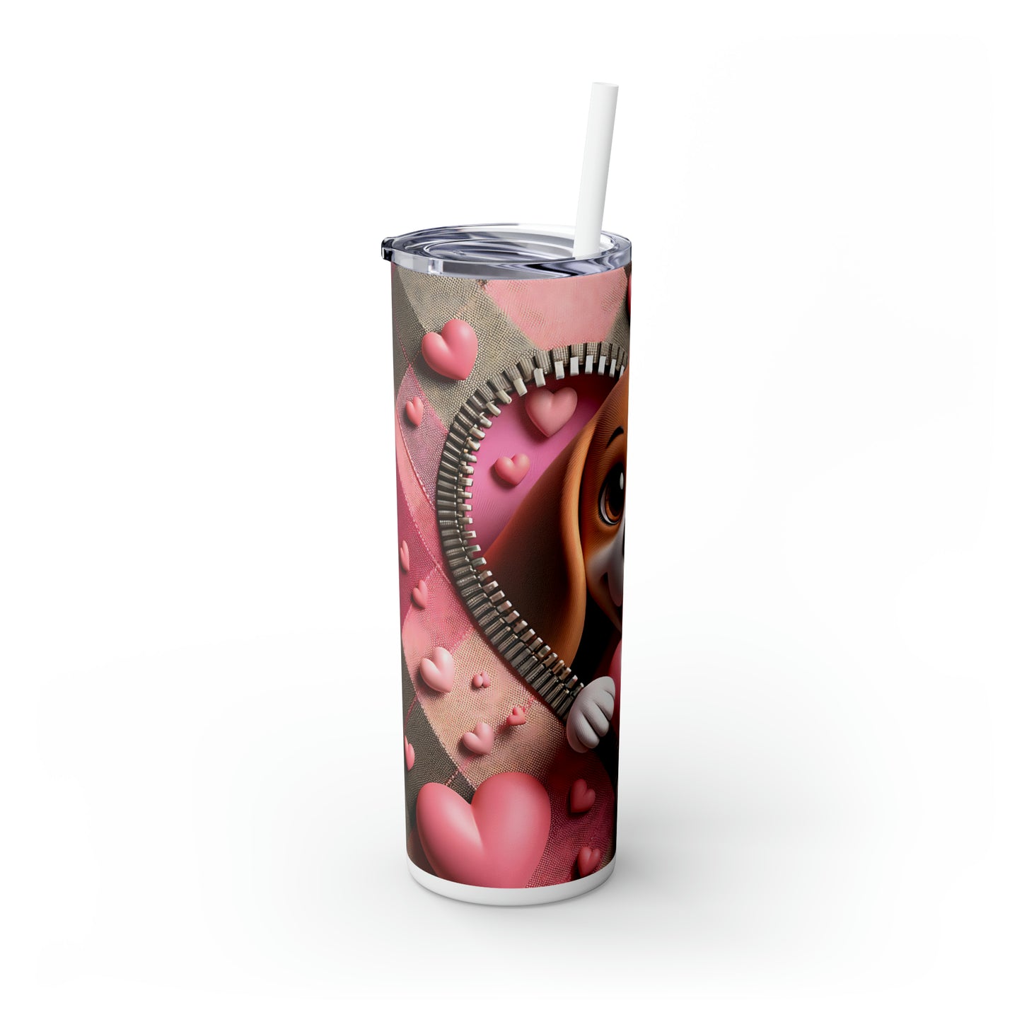 Skinny Tumbler with Straw, 20oz, Dog, Valentines Day, awd-1136