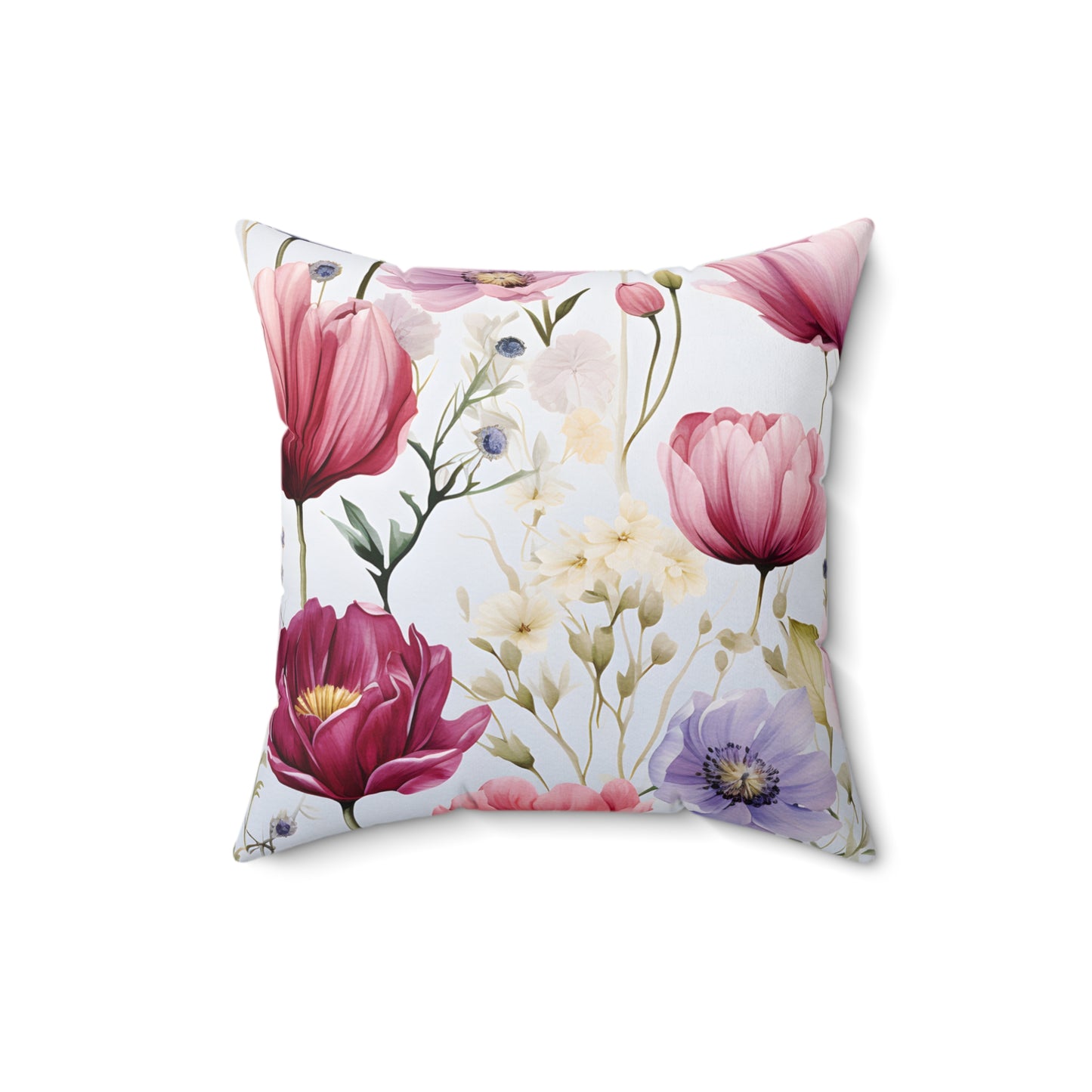 Polyester Square Pillow, Floral Cushion