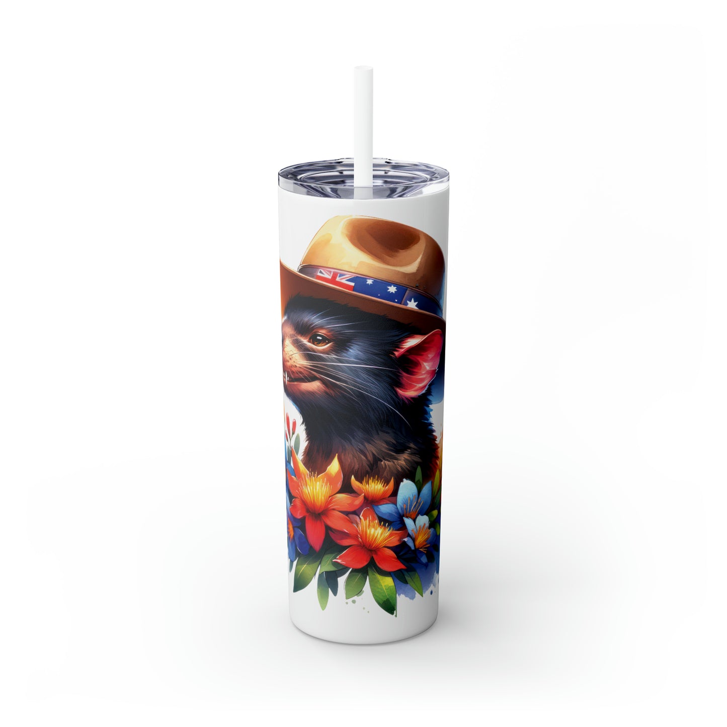 Skinny Tumbler with Straw, 20oz, Australian Animal, Tasmanian Devil, awd-1335