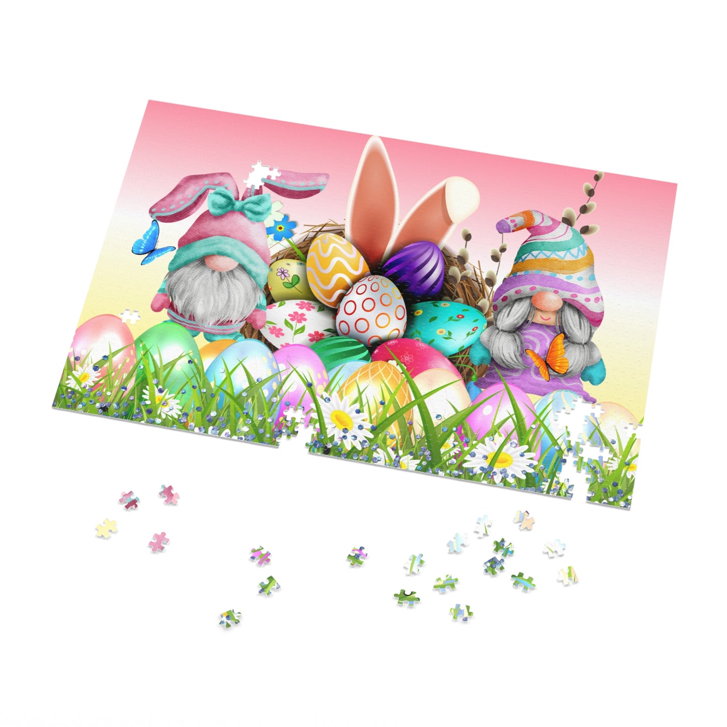 Puzzle, Easter, Gnomes, Personalised/Non-Personalised (30, 110, 252, 500,1000-Piece) awd-631