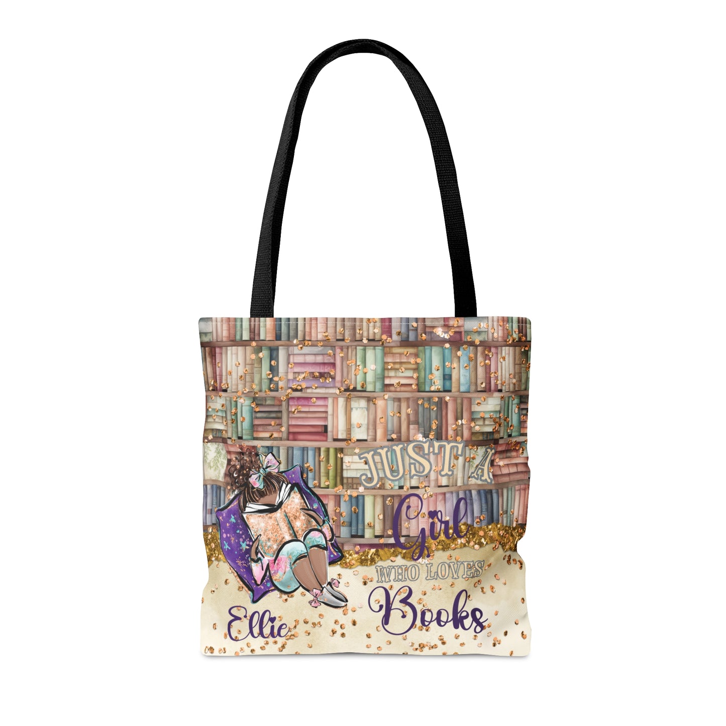 Personalised Tote Bag, Just A Girl Who Loves Books, Dark Skin, Tote bag