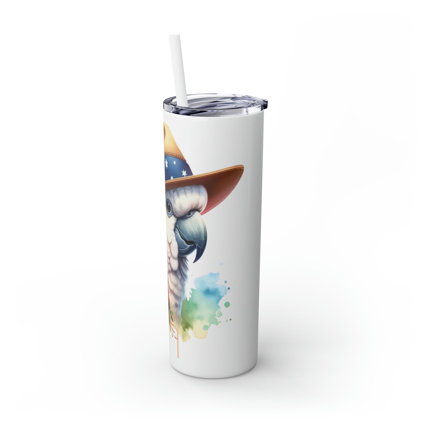 Skinny Tumbler with Straw, 20oz, Australian, Cockatoo, awd-1334