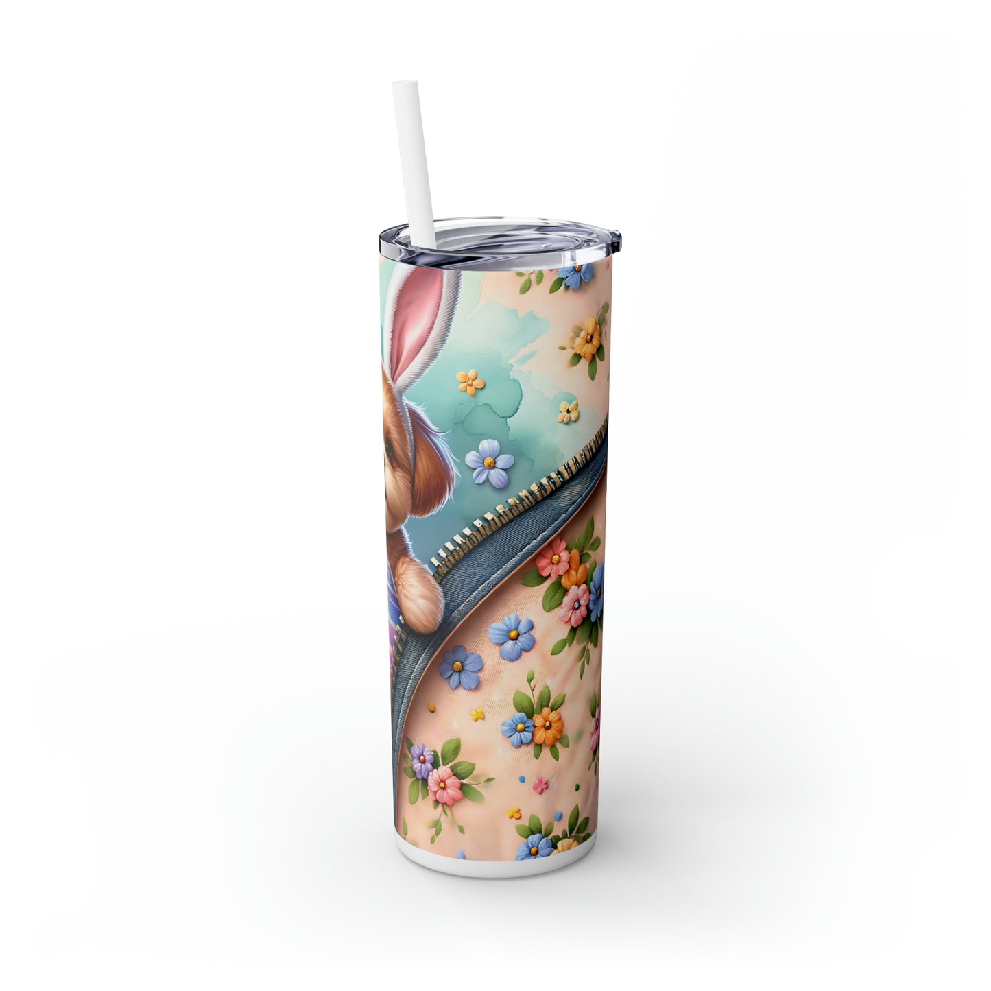 Skinny Tumbler with Straw, 20oz, Easter, Dog, awd-1310