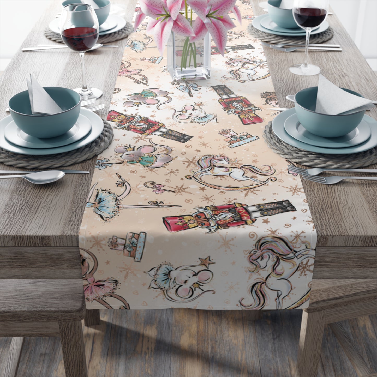 Christmas Nutcracker Table Runner, Cotton Twill and Poly Available