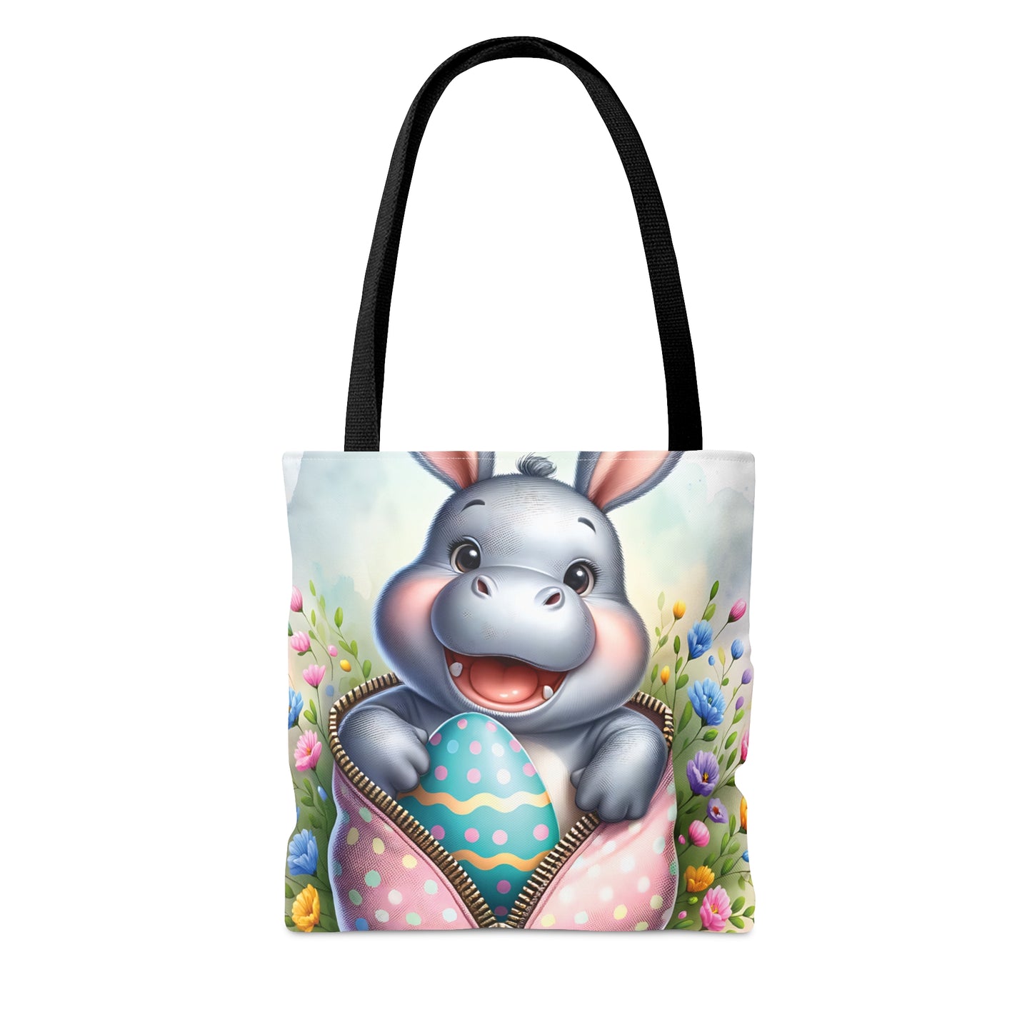 Tote Bag, Easter, Cute Hippo with Bunny ears, Personalised/Non-Personalised Tote bag