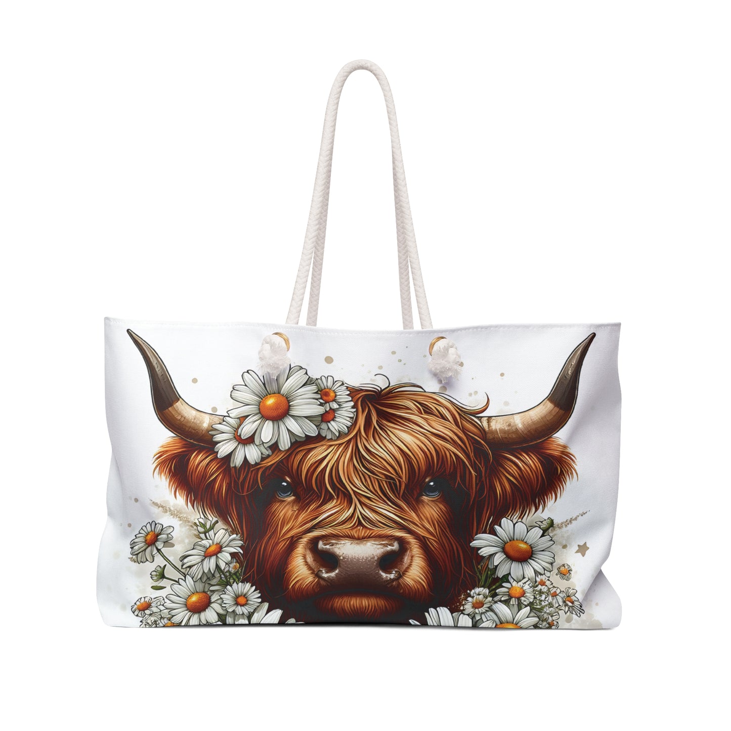 Personalised/Non-Personalised Weekender Bag, Highland Cow, Large Weekender Bag, Beach Bag, Book Bag