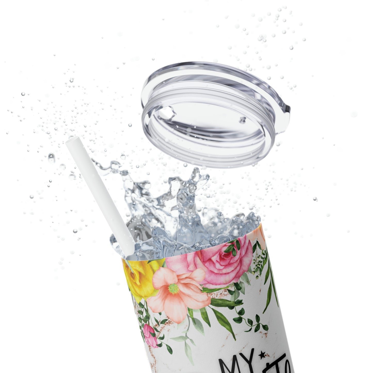 Skinny Tumbler with Straw, 20oz, Floral, Quote, My Favorite People call me Granny, awd-724