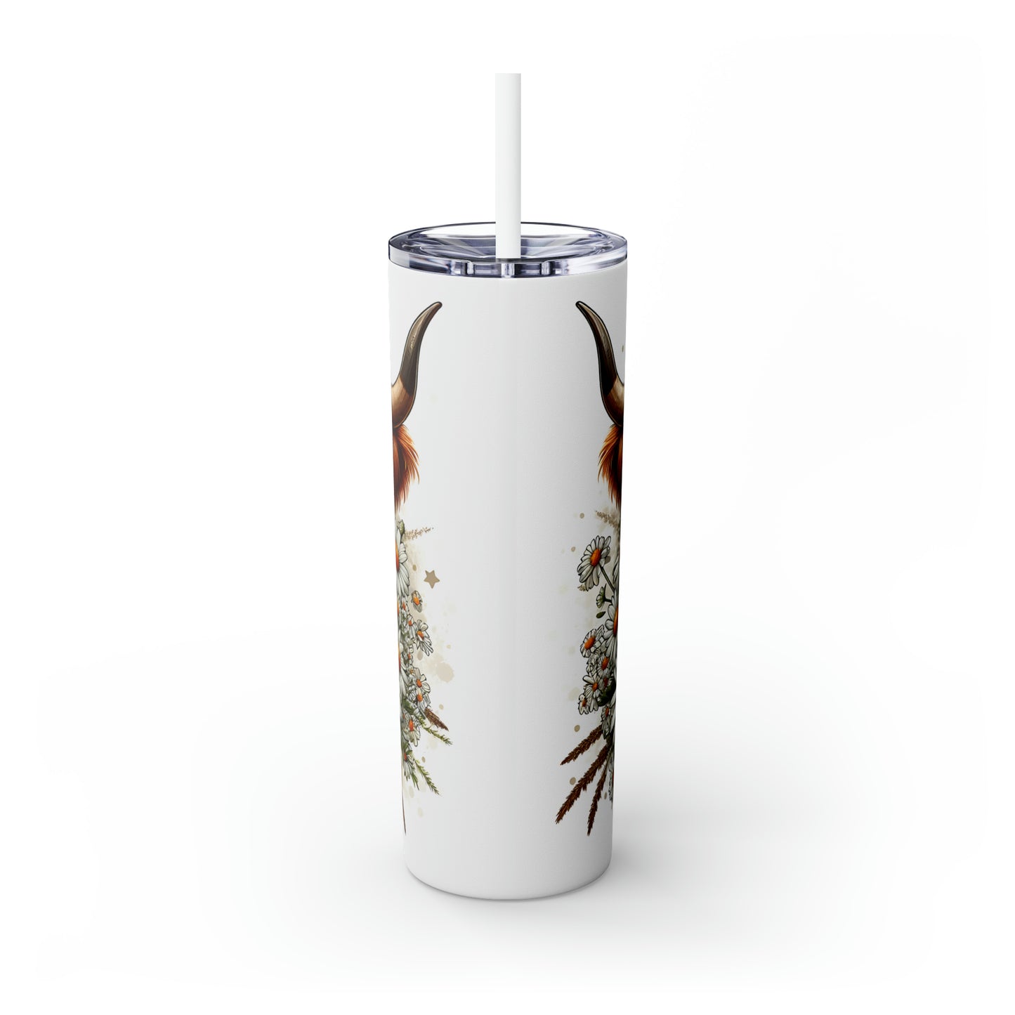 Skinny Tumbler with Straw, 20oz Highlander Cow, awd-436