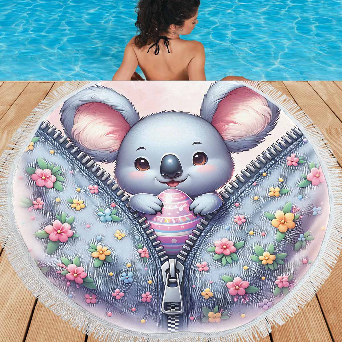 Easter Koala Awd1303  Circular Beach Shawl 59"