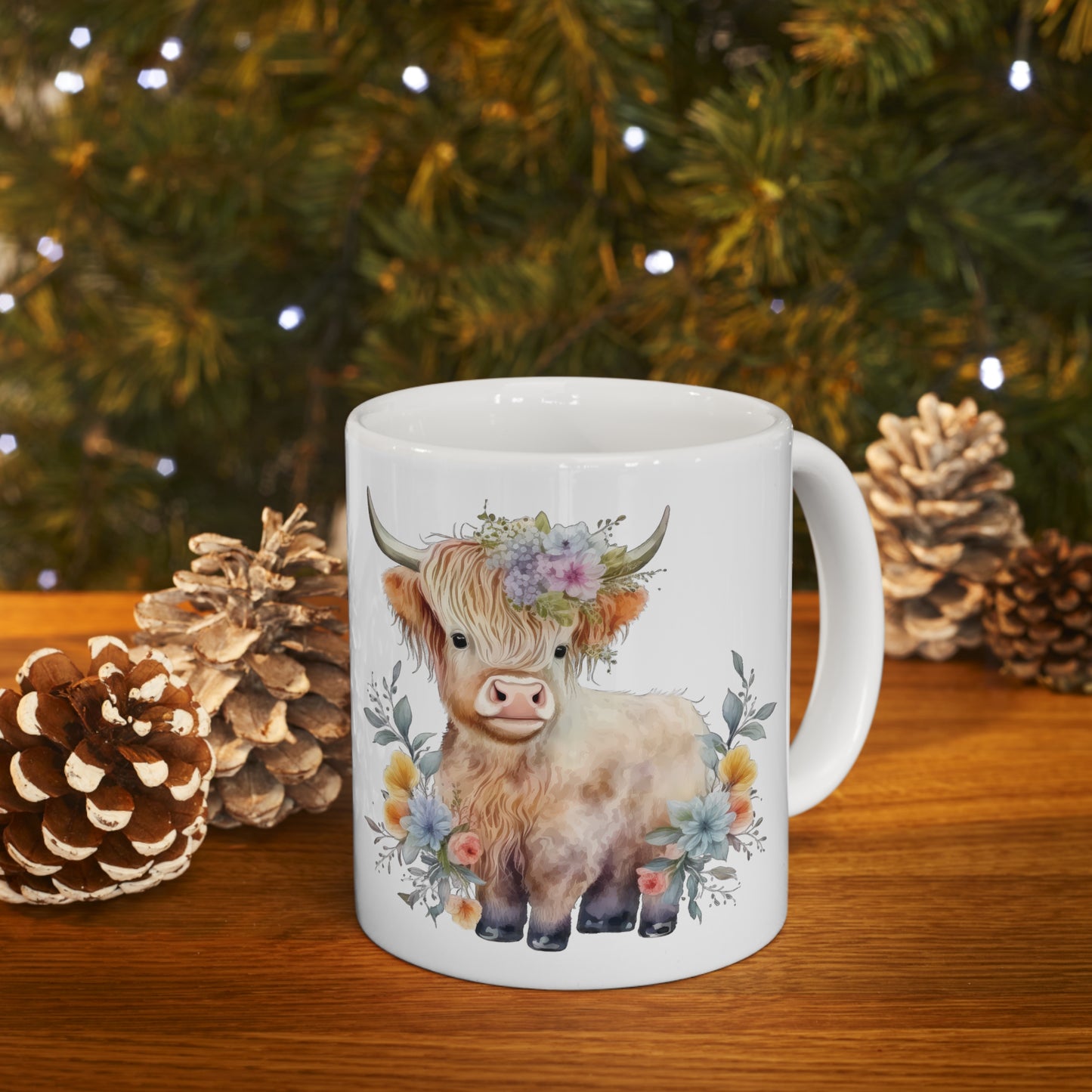 Personalised/Non Personalised Highland Cow, Ceramic Mug 11oz, Highland Cow Mug