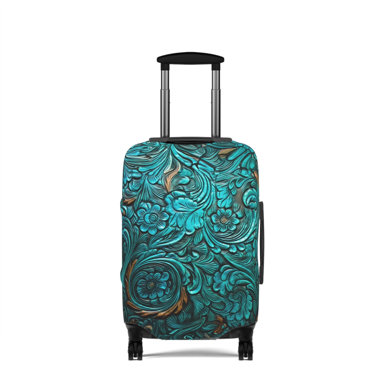 Luggage Cover, Green Tooled Leather Look