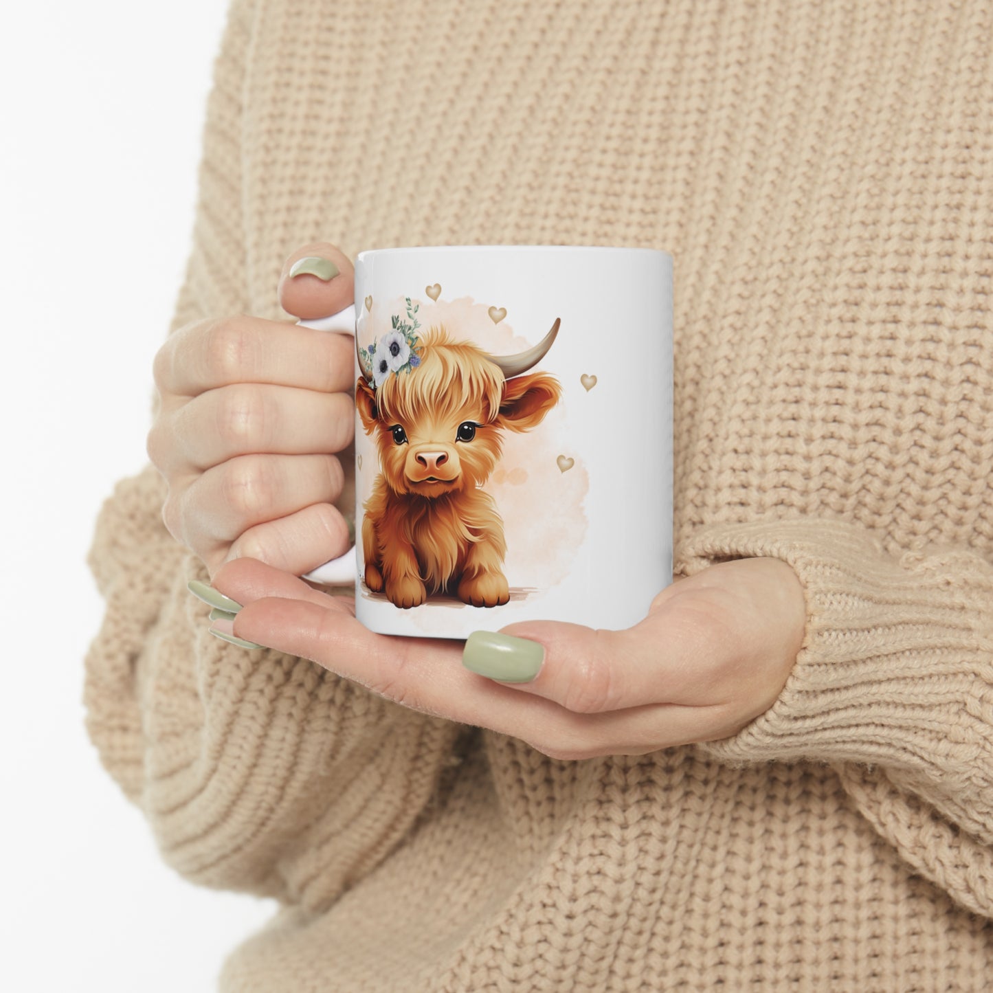 Personalised/Non Personalised Highland Cow, Ceramic Mug 11oz, Highland Cow Mug