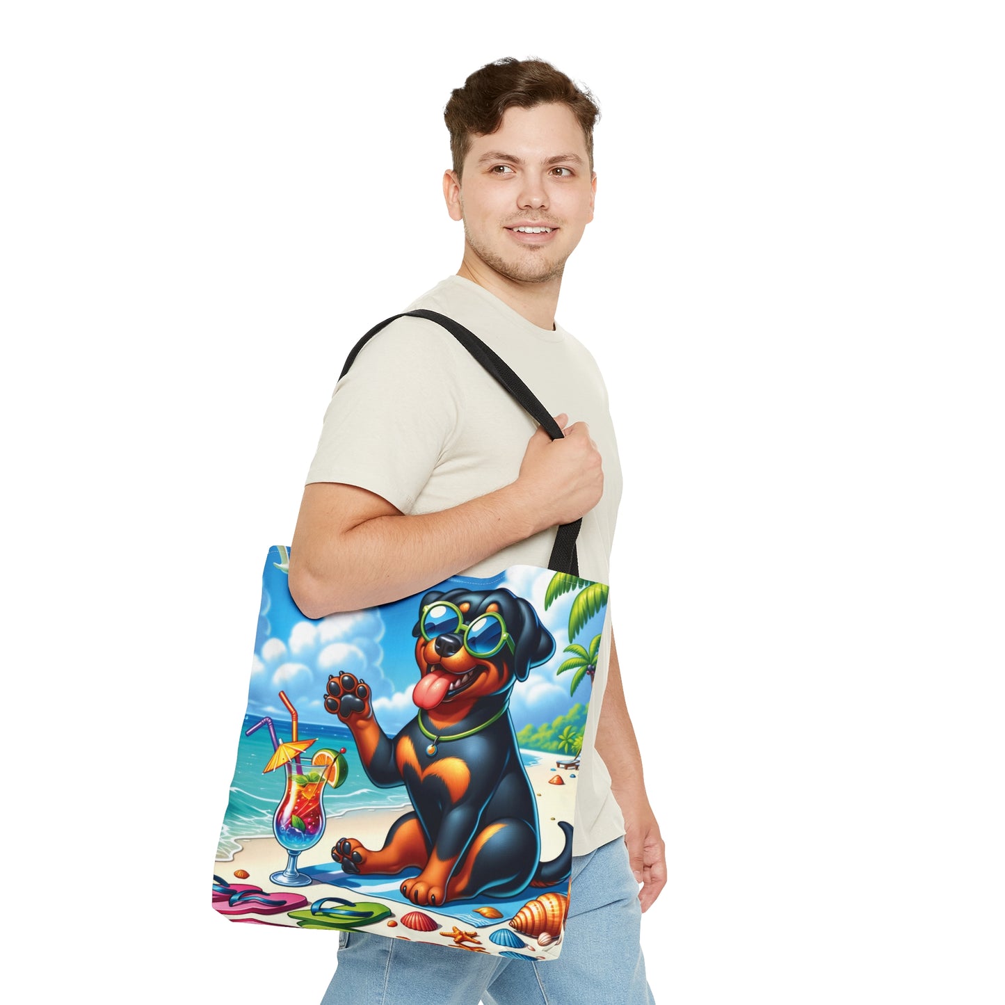 Tote Bag, Dog on Beach, Rottweiler, Tote bag, awd-1237