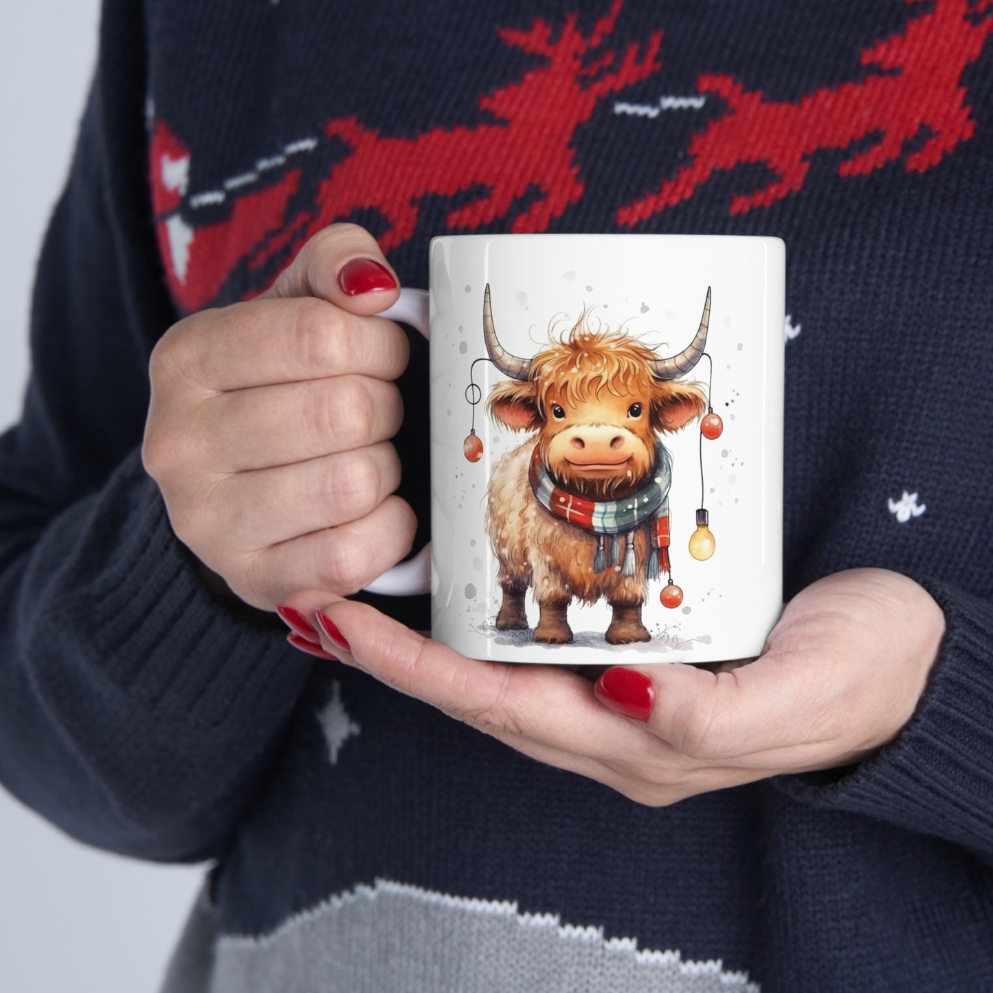 Personalised/Non Personalised Highland Cow, Ceramic Mug 11oz, Highland Cow Mug