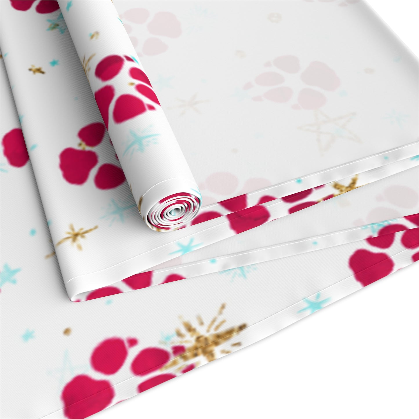 Doggie Paws Christmas Table Runner, Cotton Twill and Poly Available