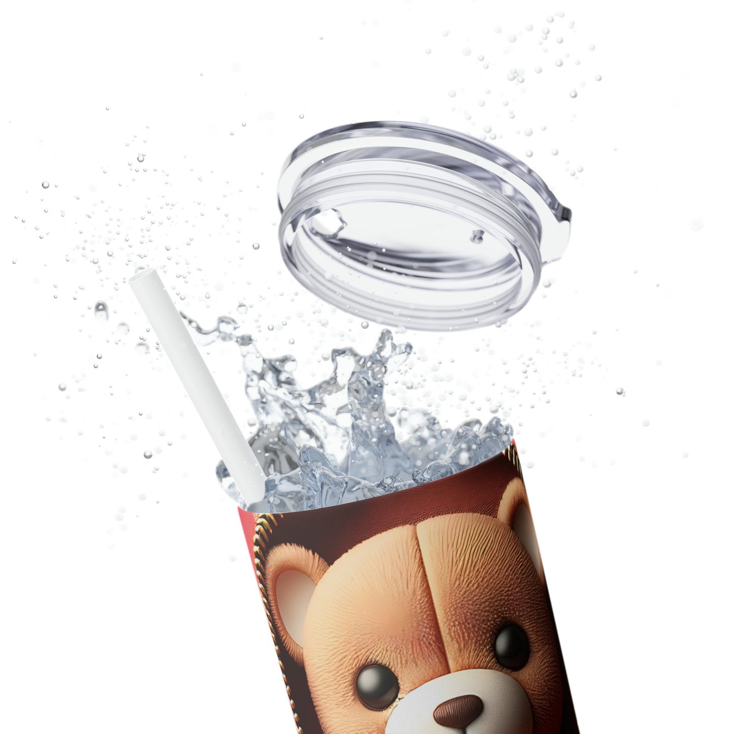 Skinny Tumbler with Straw, 20oz, Bear, Valentines Day, awd-1004