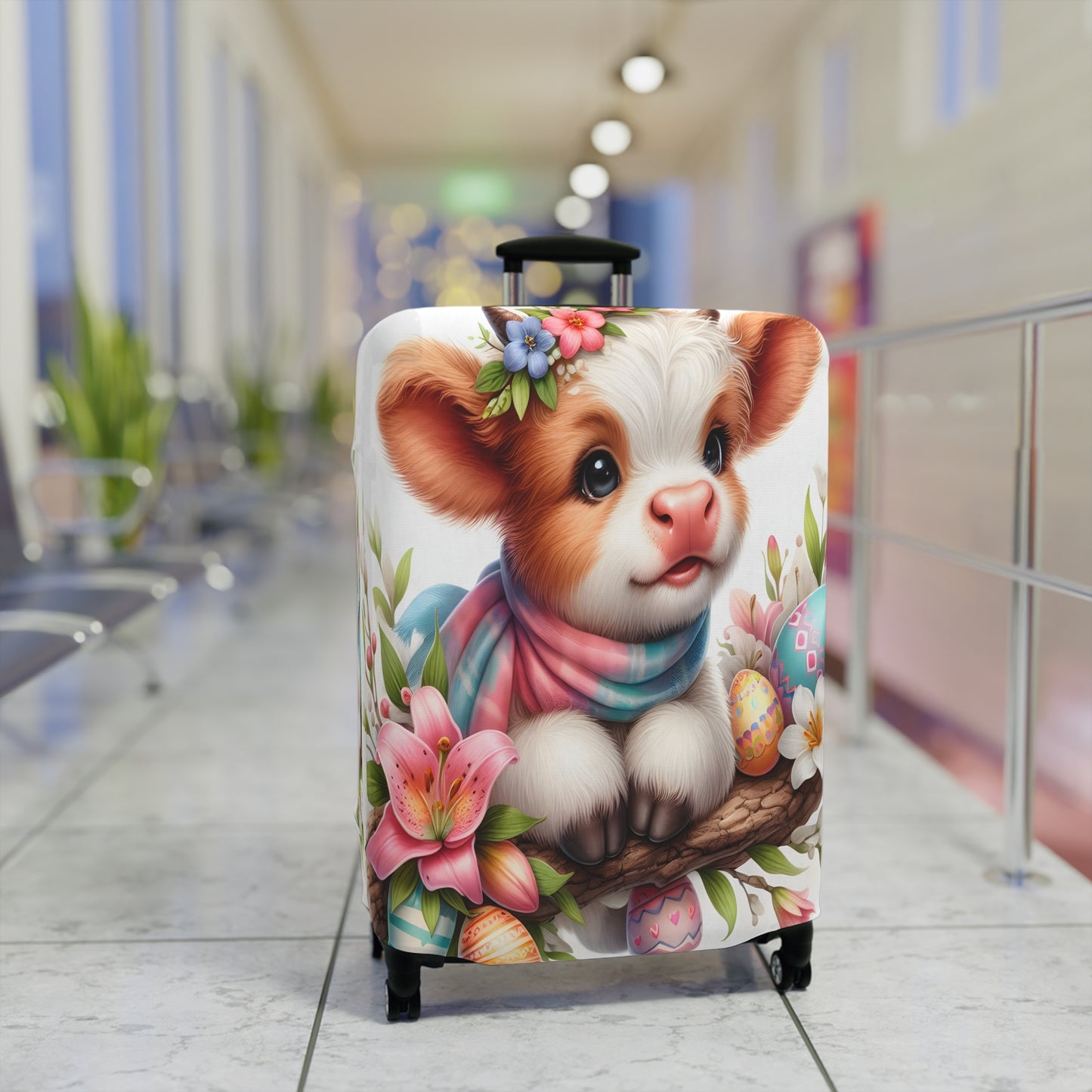 Luggage Cover, Easter, Highland Cow, awd-1632