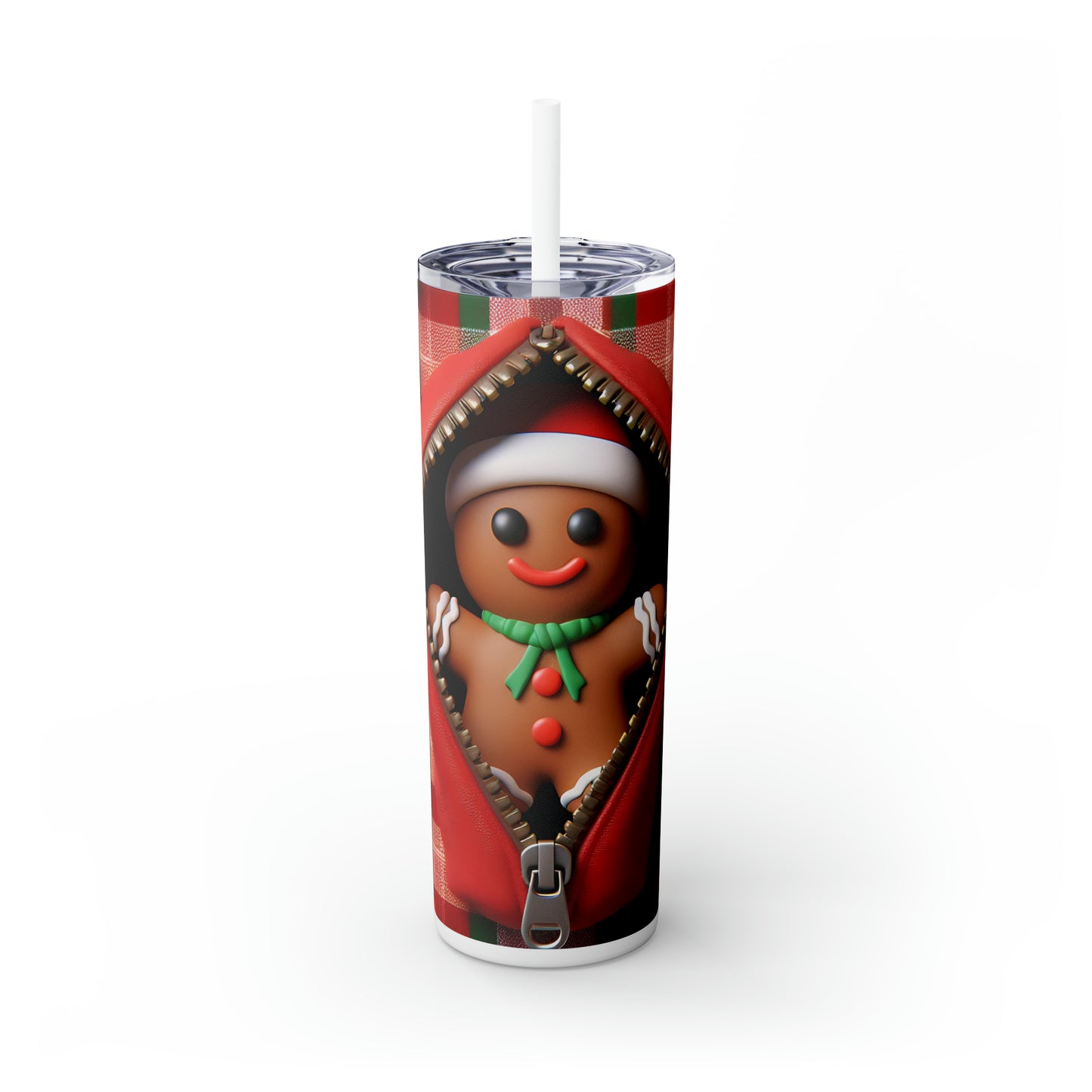 Skinny Tumbler with Straw, 20oz, Gingerbread Man, awd-843