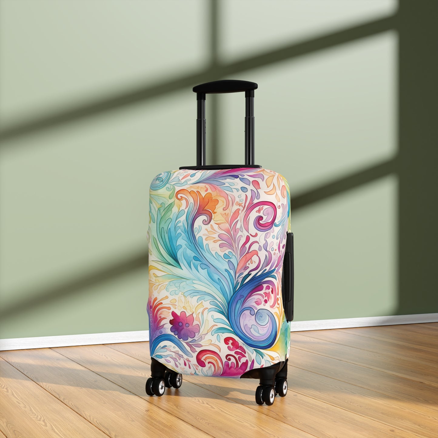 Luggage Cover, Rainbow Pastel Paisley