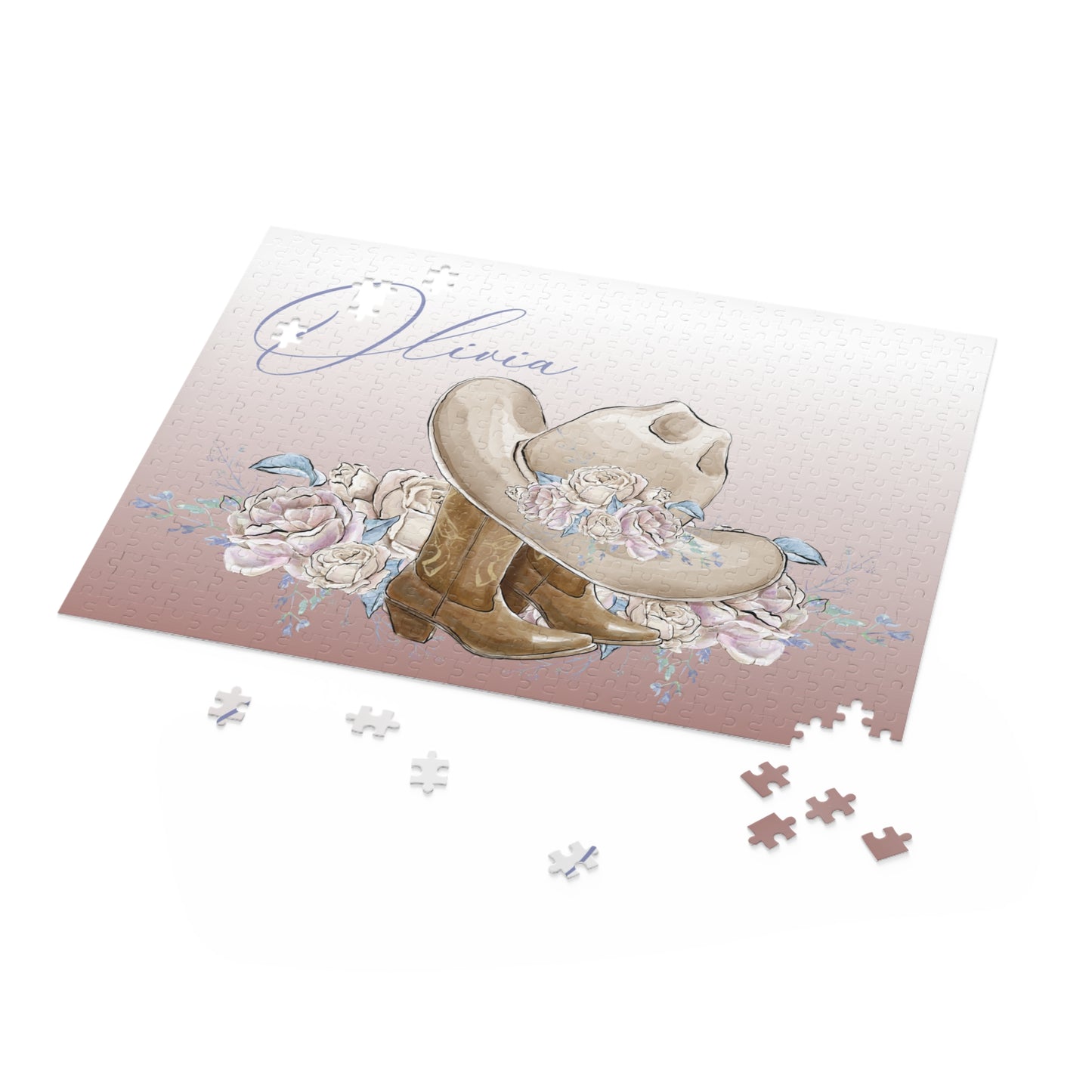 Personalised/Non-Personalised Puzzle, Country Boots, Romance Floral (120, 252, 500-Piece)