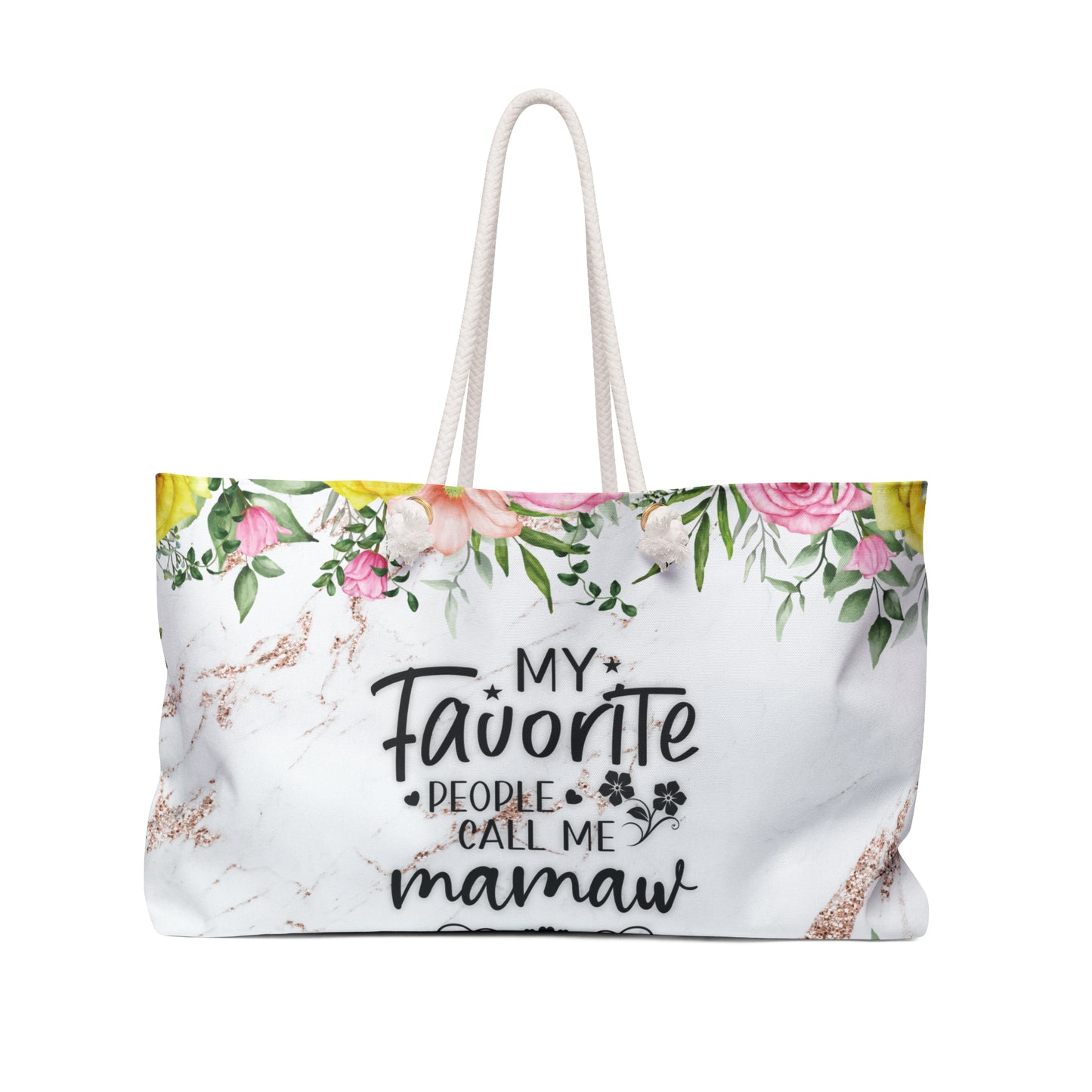 Personalised/Non-Personalised Weekender Bag, My Favorite People call me MeMaw, Large Weekender Bag, Beach Bag, Book Bag