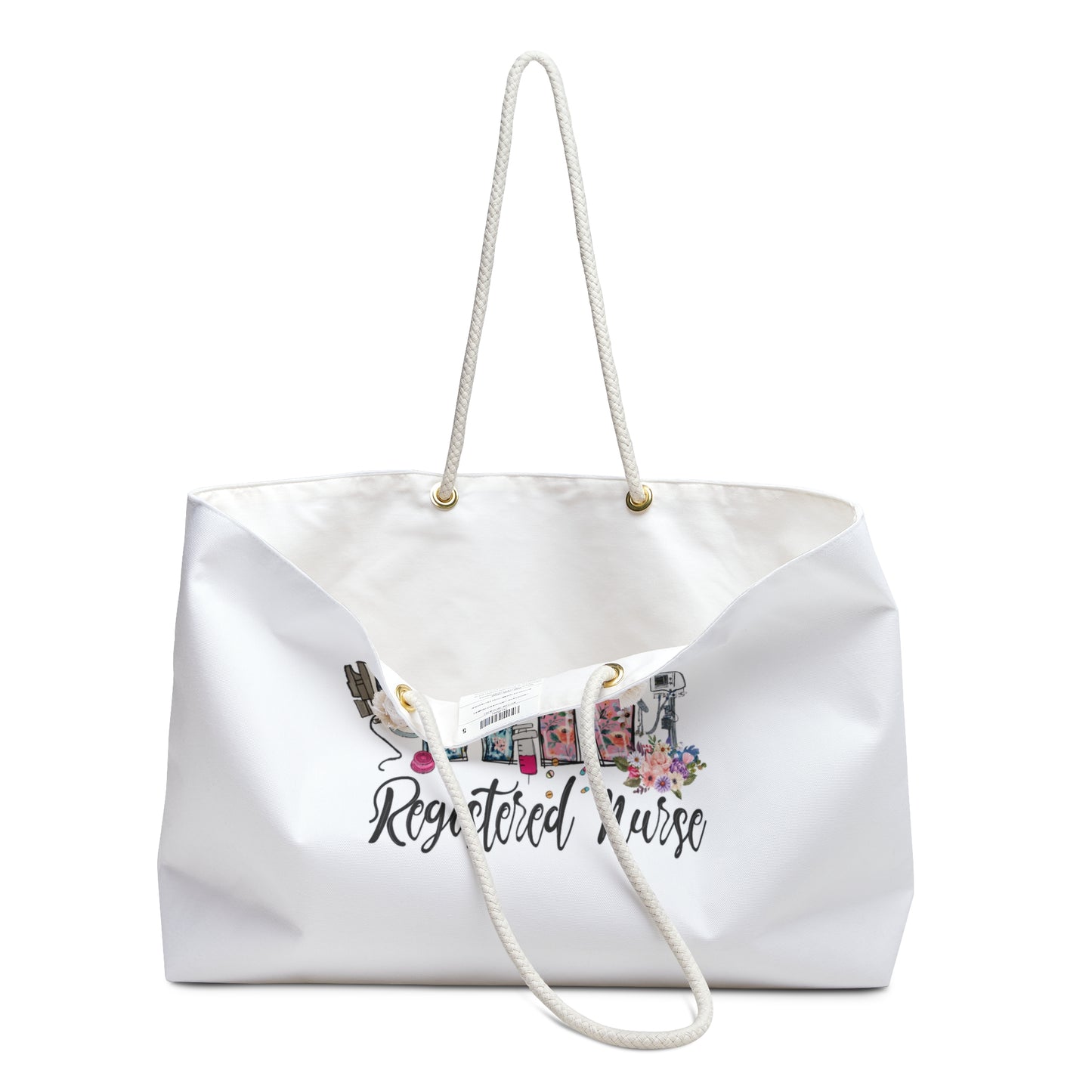 Personalised/Non-Personalised Weekender Bag, RN, Registered Nurse, Large Weekender Bag, Beach Bag, Book Bag