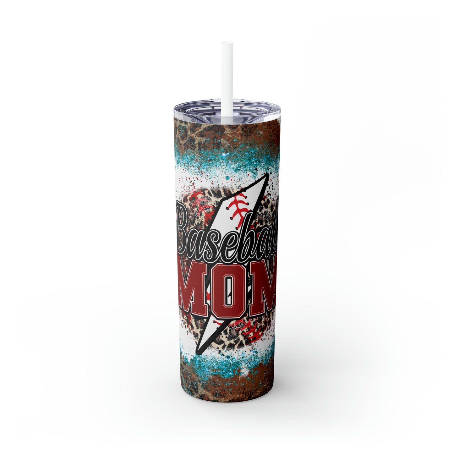 Skinny Tumbler with Straw, 20oz Baseball Mom