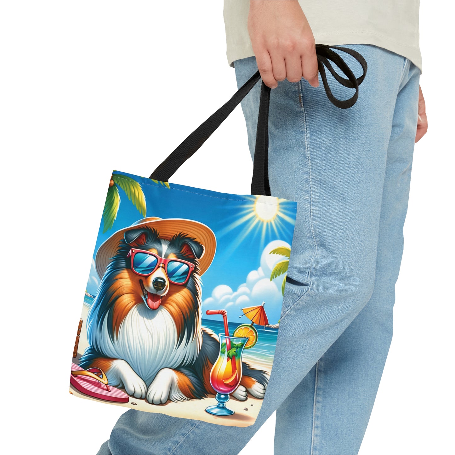 Tote Bag, Dog on Beach, Sheltie, Tote bag, awd-1243