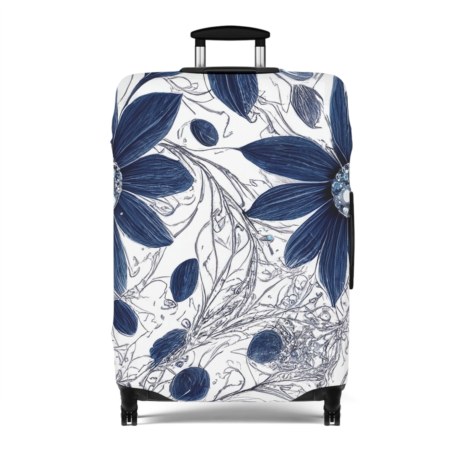 Luggage Cover, Blue Floral-3