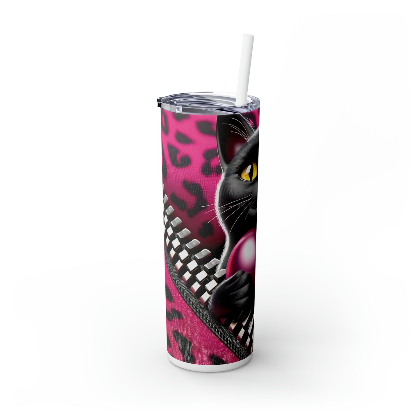 Skinny Tumbler with Straw, 20oz, Cat, Valentines Day, awd-736