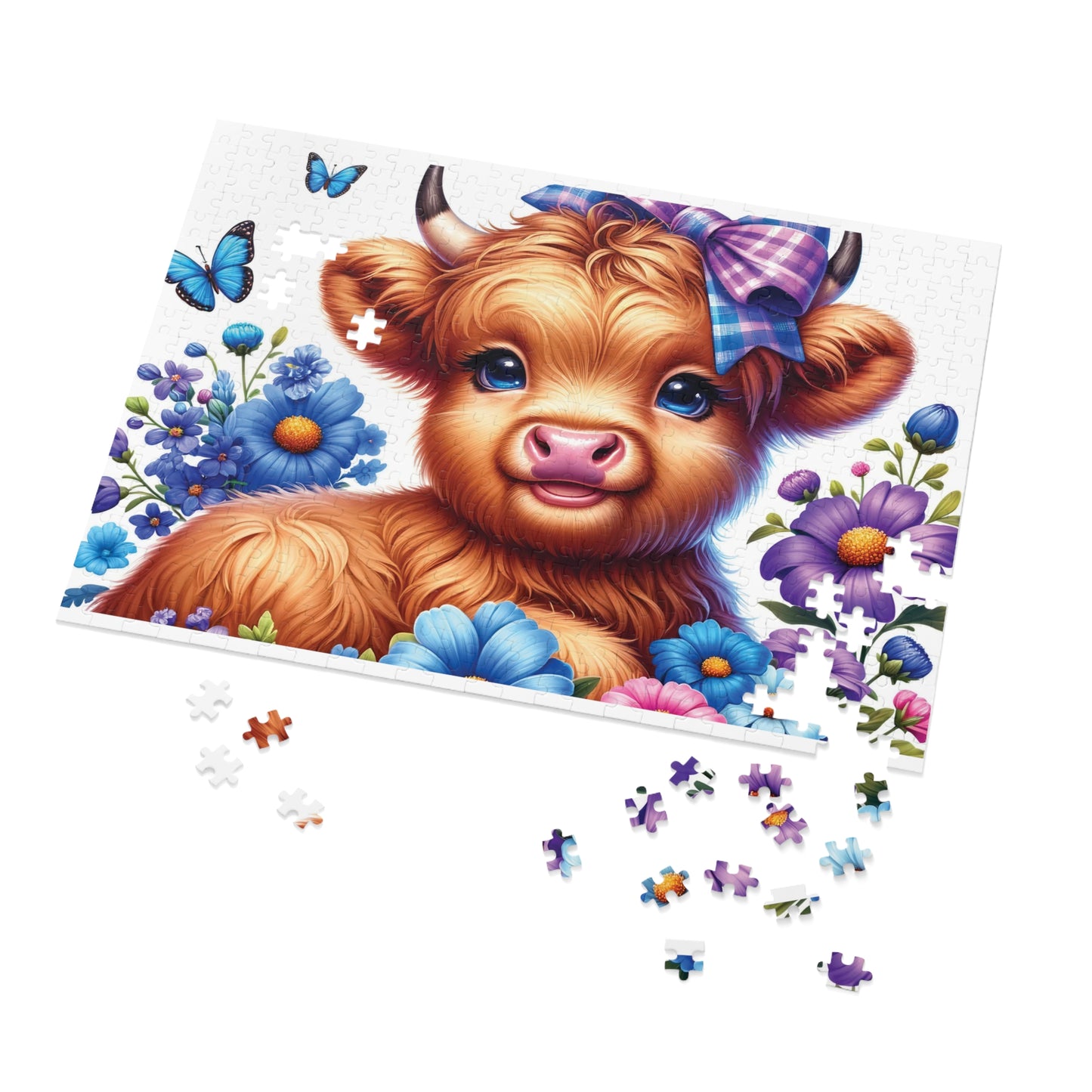 Jigsaw Puzzle, Highland Cow, Personalised/Non-Personalised (30, 110, 252, 500,1000-Piece)