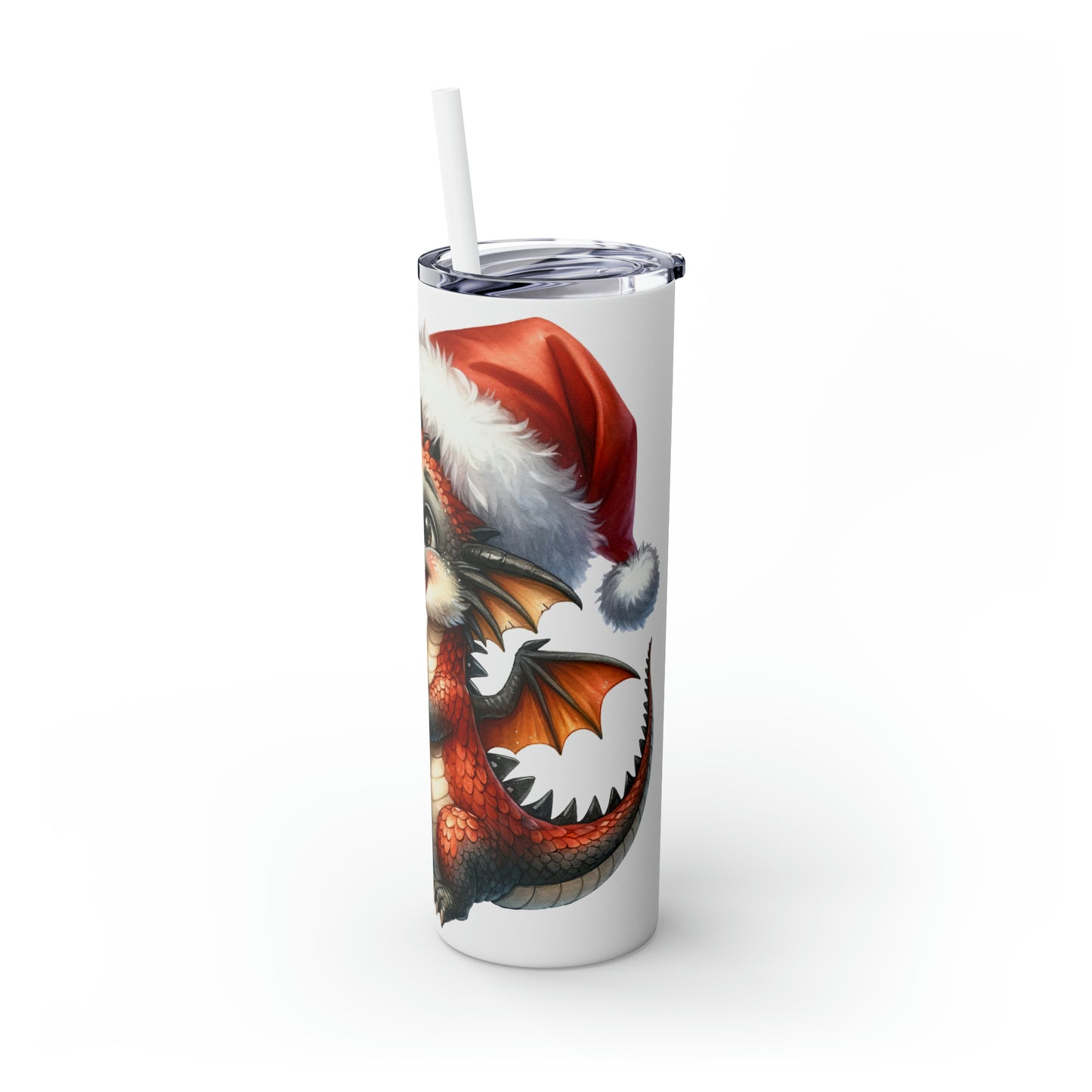 Skinny Tumbler with Straw, 20oz, Christmas Dragon, awd-246