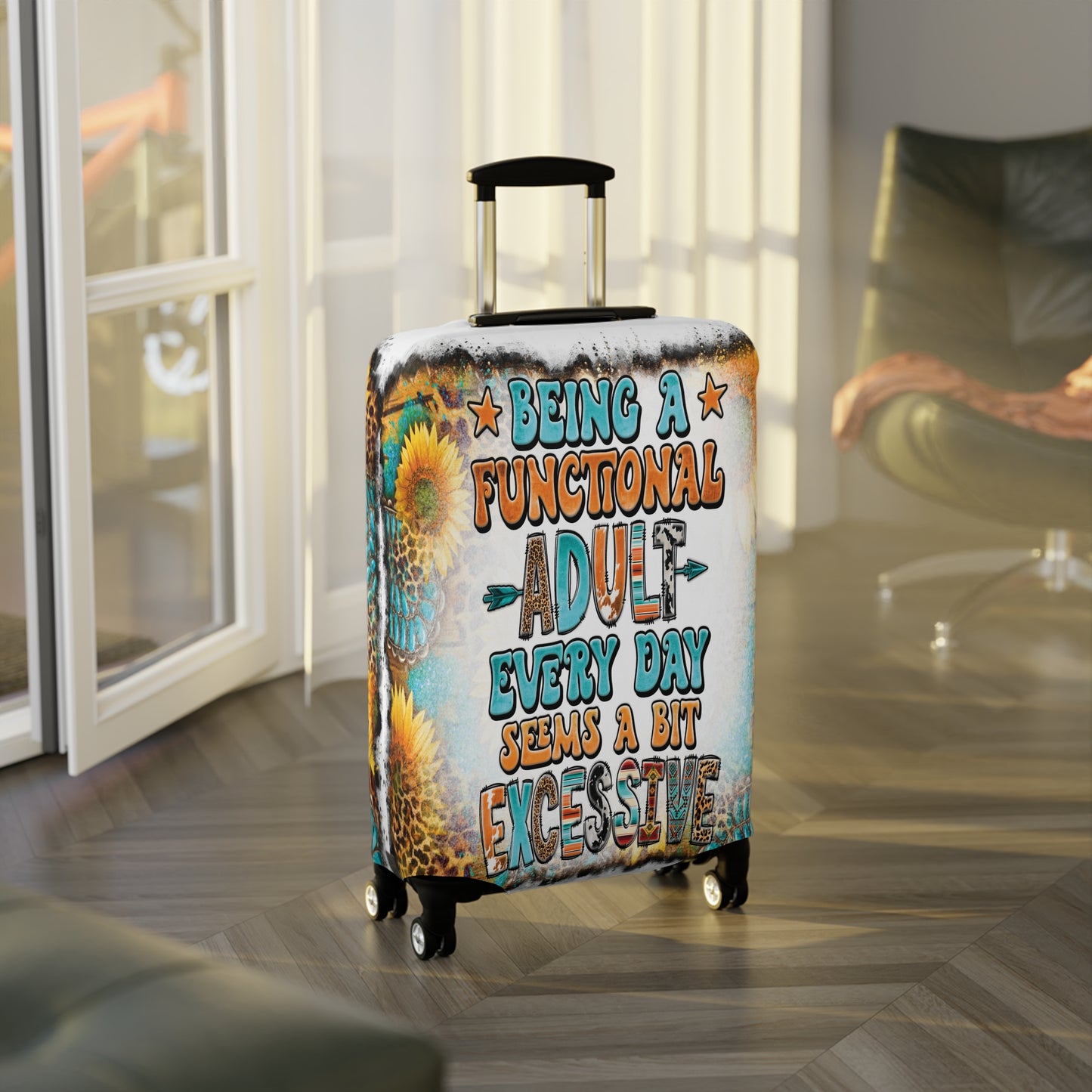 Luggage Cover, Country and Western, Being a functional adult seems a bit excessive, awd-1032