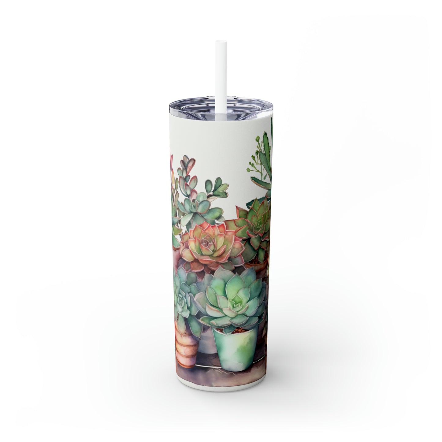 Skinny Tumbler with Straw, 20oz, Cactus