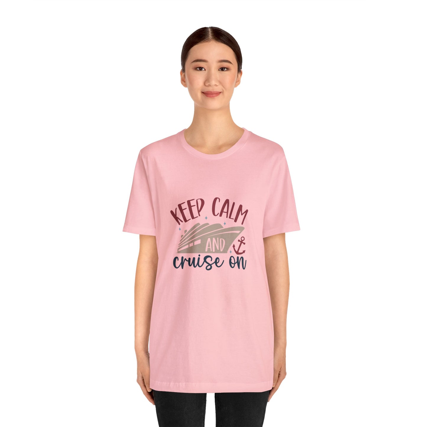 Unisex Adults Jersey Short Sleeve Tee, Cruise Tee, Keep Calm and Cruise On, 100% Cotton, Light Fabric 142 g/m²