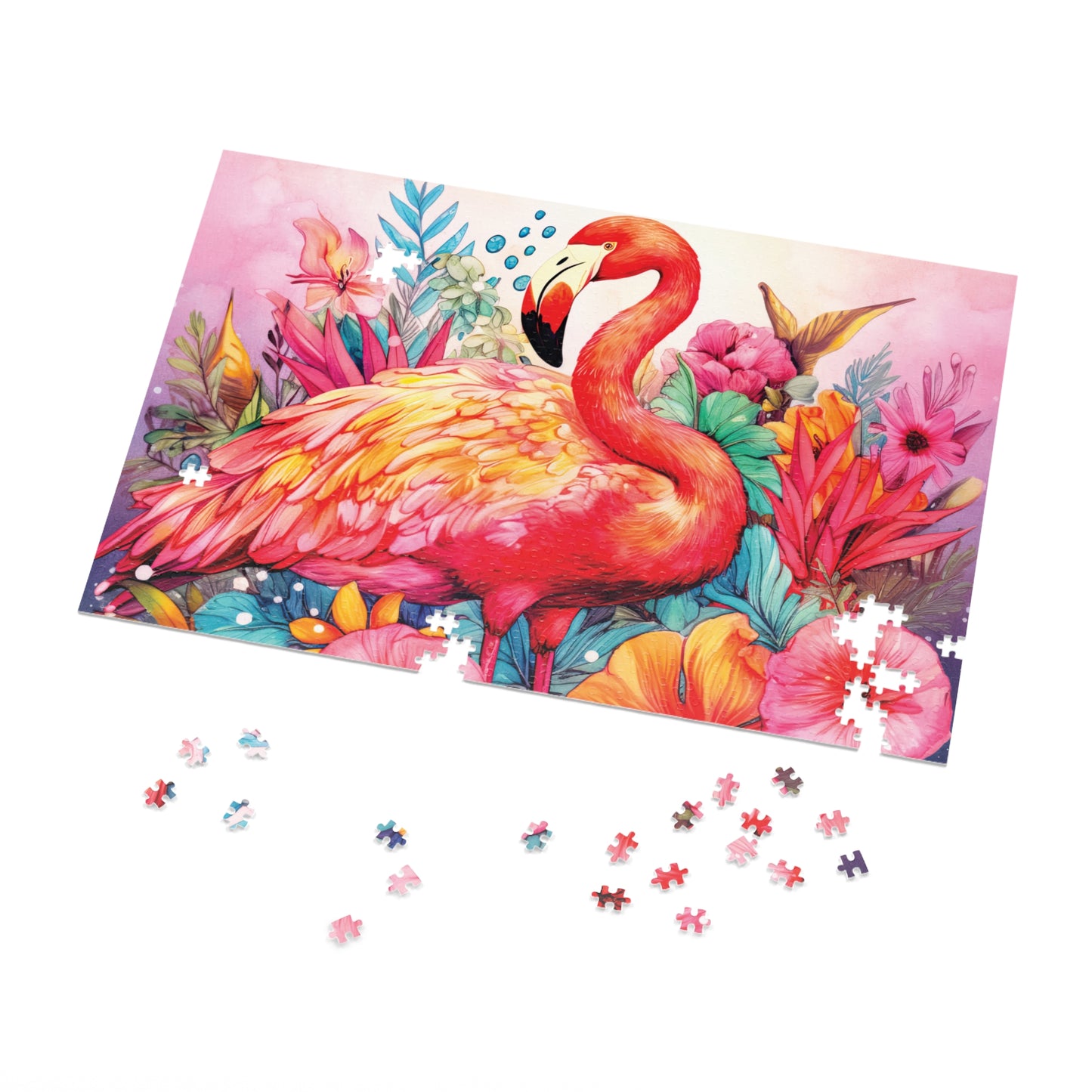 Jigsaw Puzzle, Flamingo, Personalised/Non-Personalised (30, 110, 252, 500,1000-Piece)