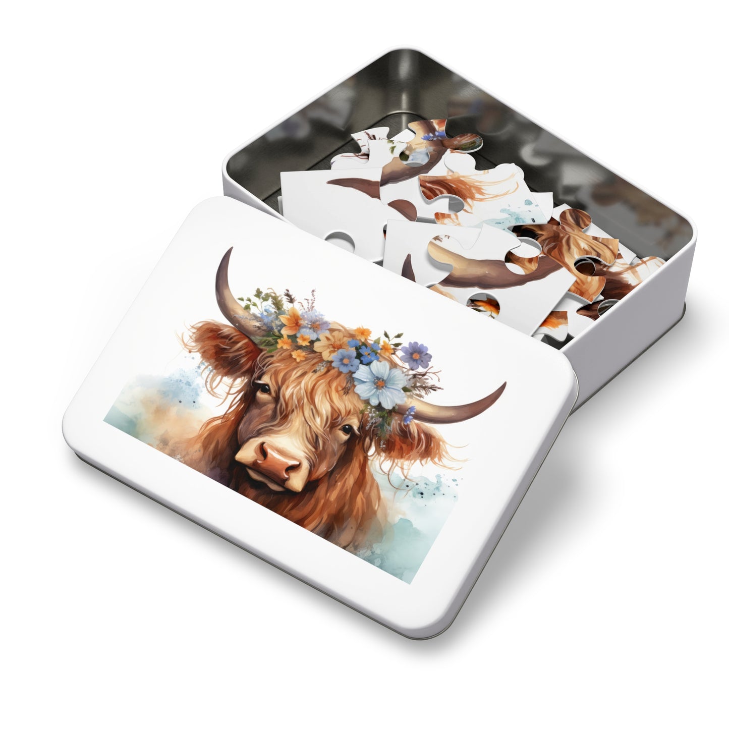 Jigsaw Puzzle, Highland Cow, Personalised/Non-Personalised (30, 110, 252, 500,1000-Piece)