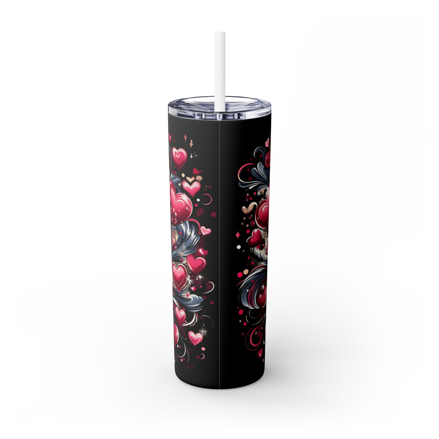 Skinny Tumbler with Straw, 20oz, Heart, awd-318