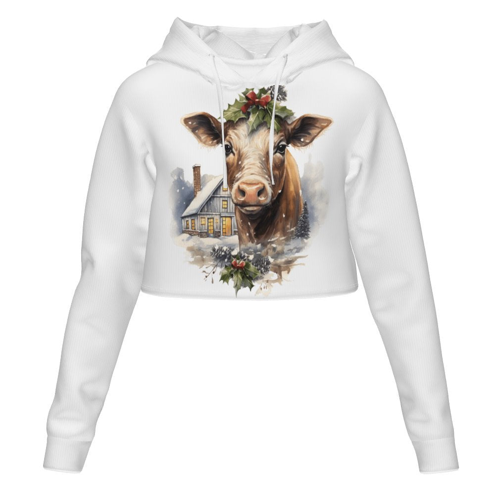 Women's All Over Print Cropped Hoodie (DLM) Hooded hoodie