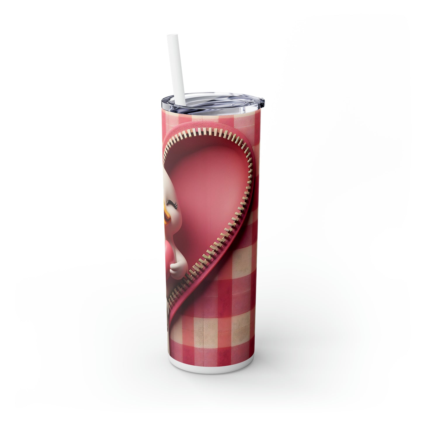 Skinny Tumbler with Straw, 20oz, Duck, Valentines Day, awd-946