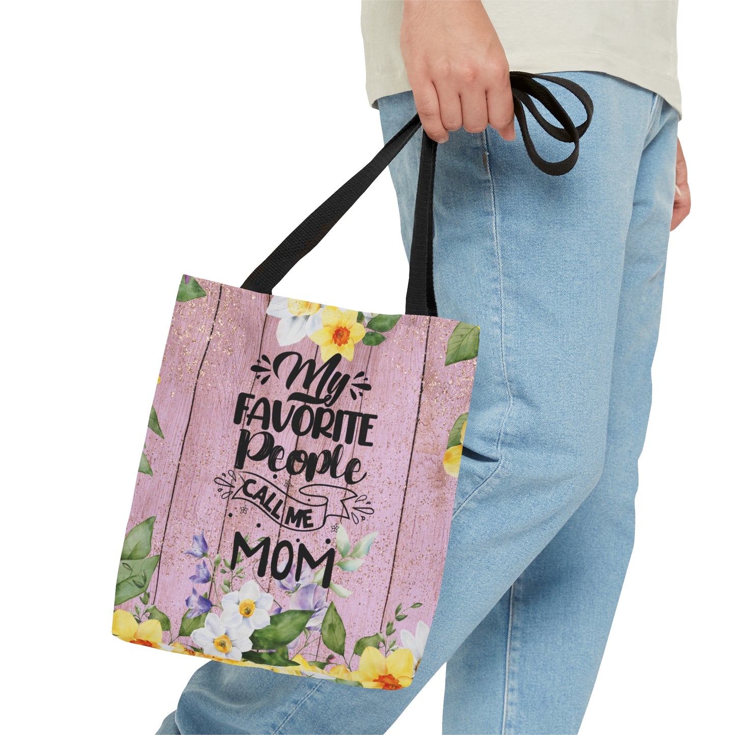 Personalised/Non-Personalised Tote Bag, Floral, My Favorite People Call me Mom, Tote bag
