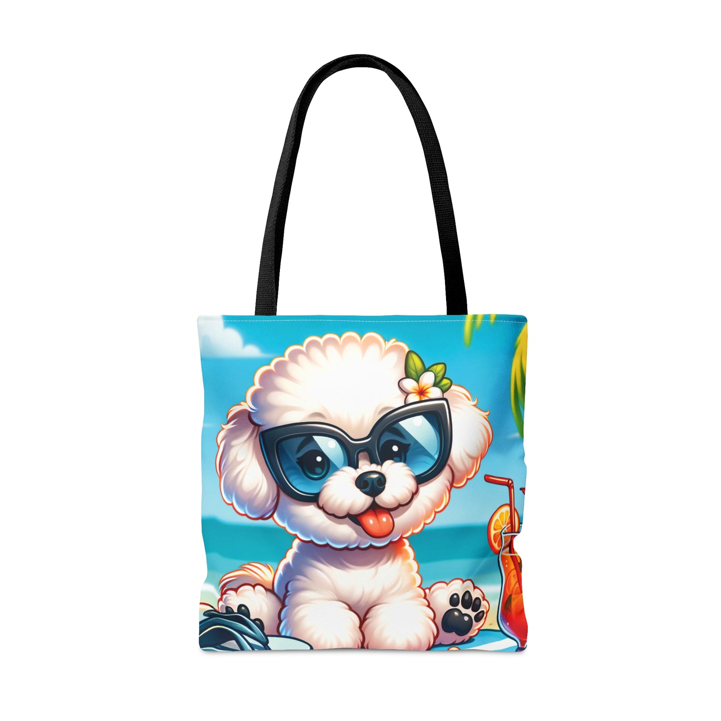 Tote Bag, Dog on Beach, Bichon Frise, Tote bag, awd-1107