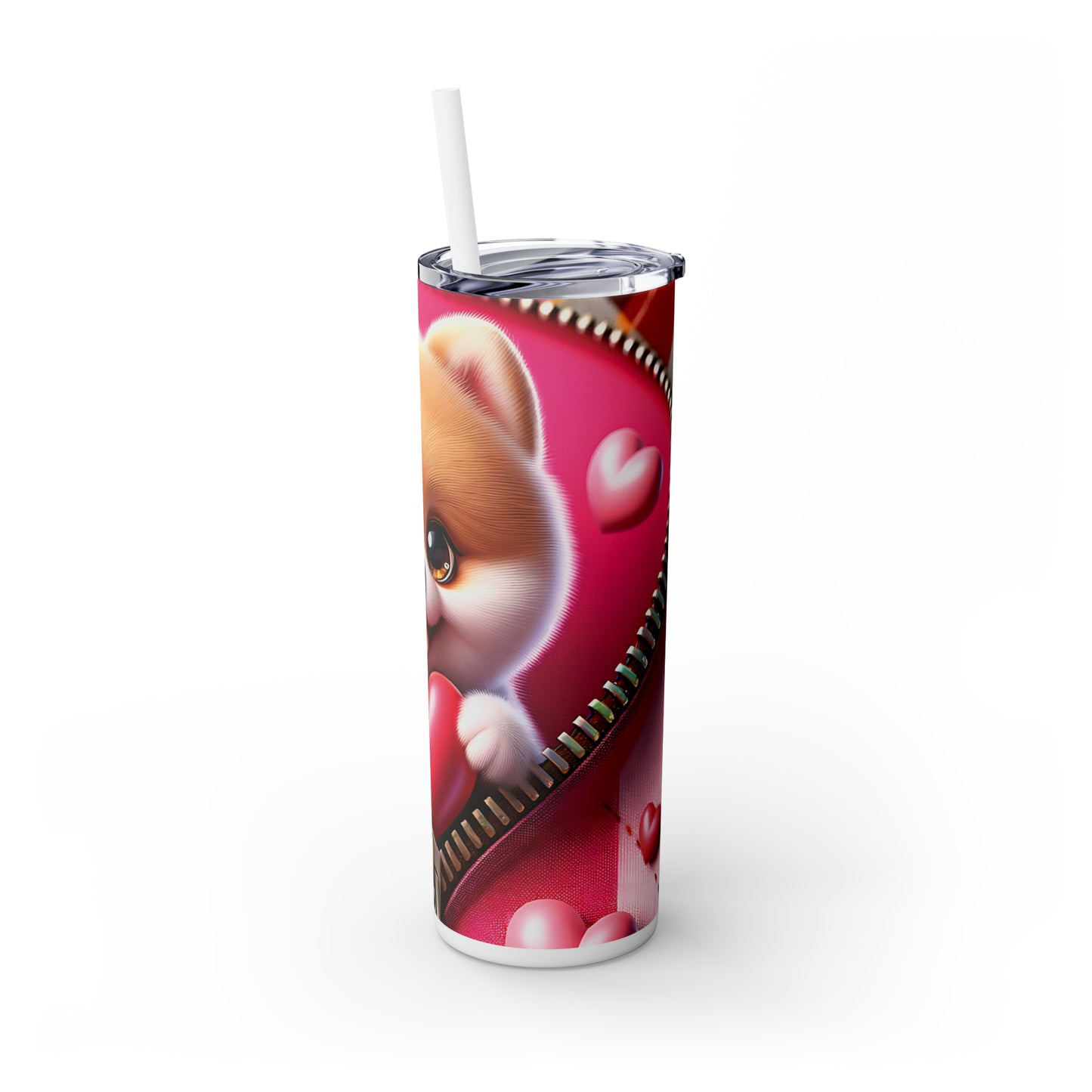 Skinny Tumbler with Straw, 20oz, Dog, Valentines Day, awd-1133