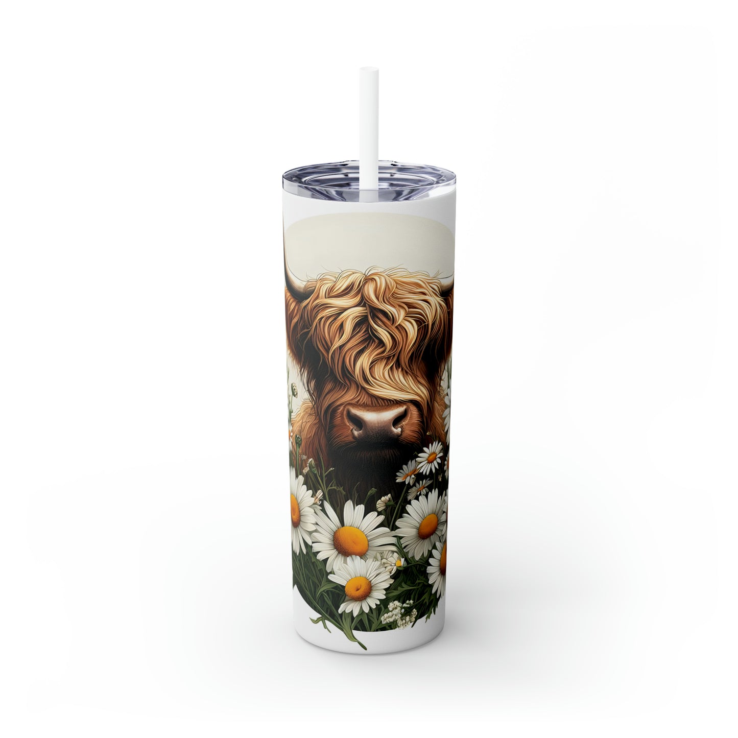 Skinny Tumbler with Straw, 20oz Highlander Cow, awd-443