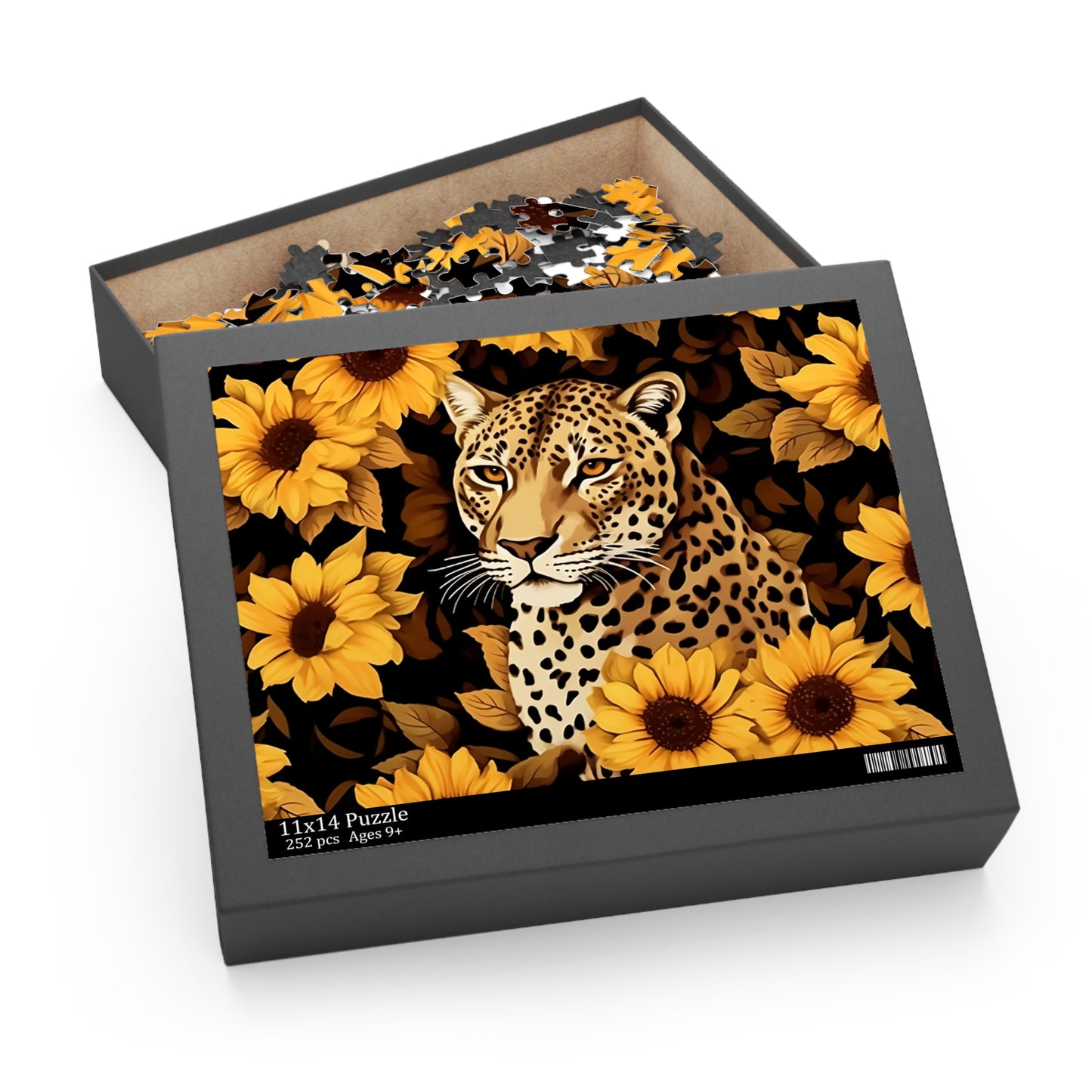 Personalised/Non-Personalised Puzzle, Floral, Sunflowers, Leopard (120, 252, 500-Piece)