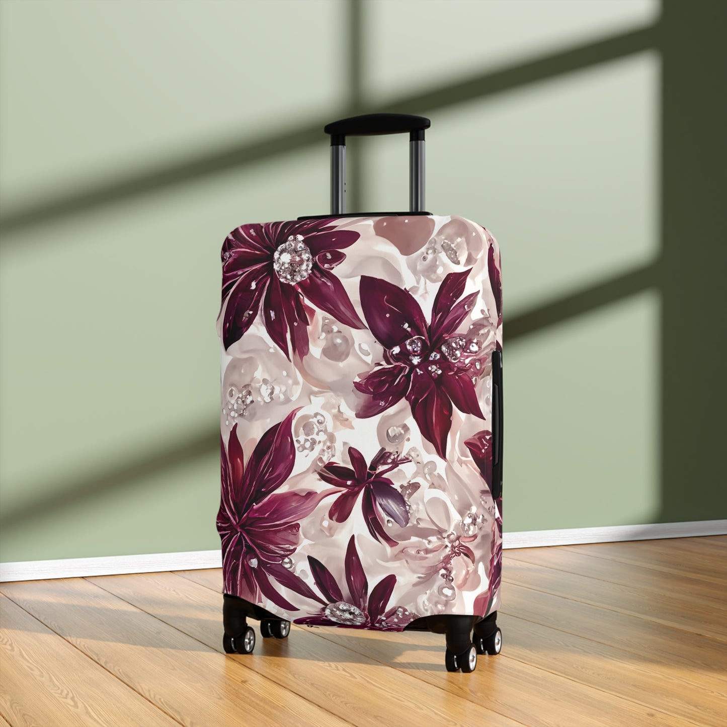 Luggage Cover, Burgundy Floral