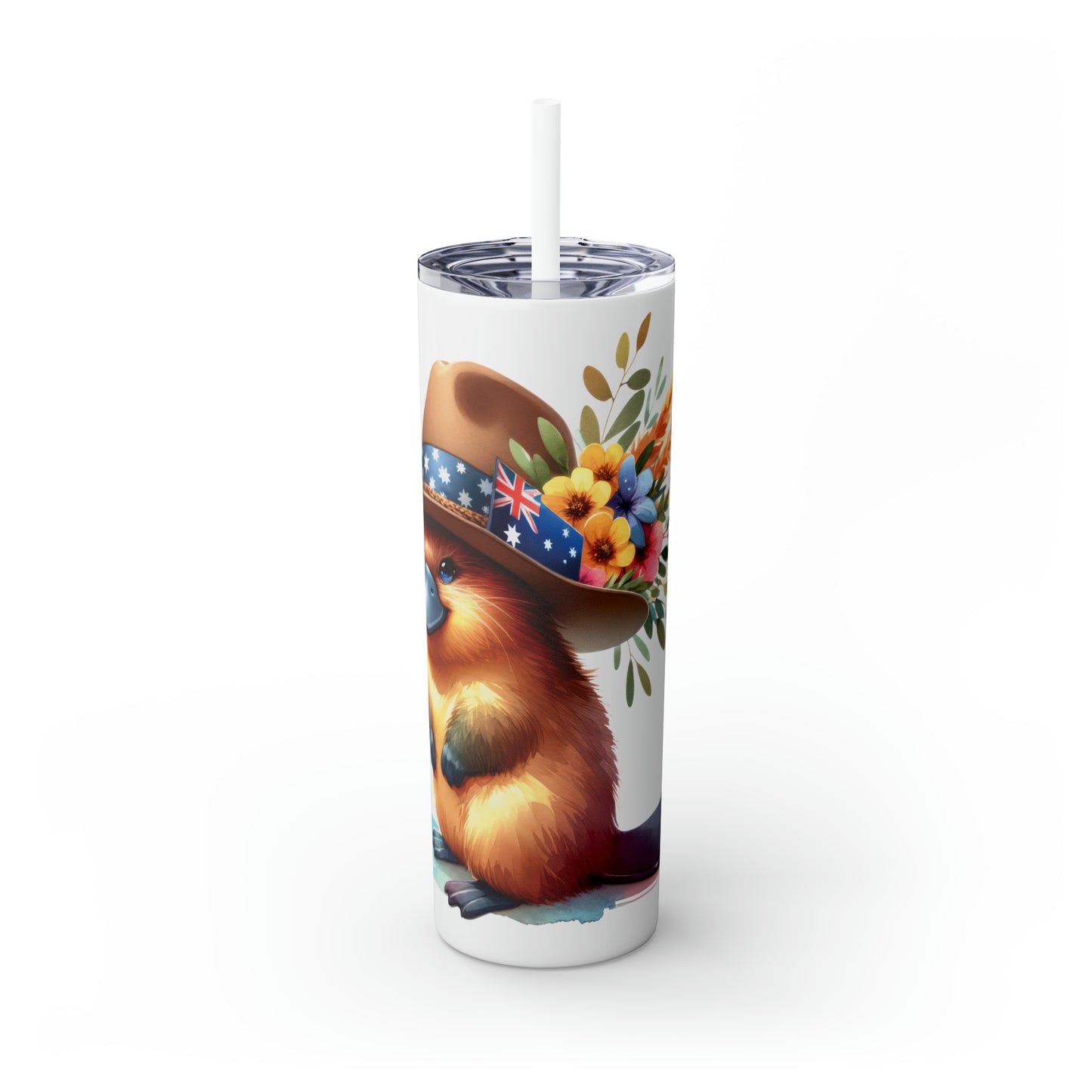 Skinny Tumbler with Straw, 20oz, Australian Animal, Platypus, awd-1319